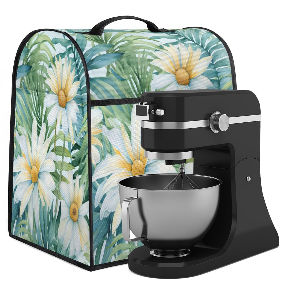 Coffee Maker Cover Palm Leaves Flower Kitchen Appliance Covers Small Appliance Covers Blender Cover Juicer Cover Dust Covers for Kitchen Appliances with Top Handle and Pockets,Washable,C739