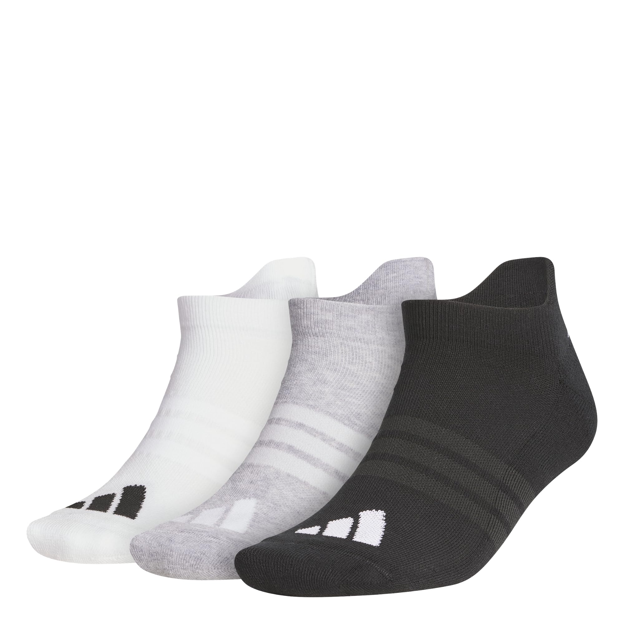 adidas Unisex PERFORMANCE 3 PK ANKLE SOCKS, white/light grey heather/black, 13-14.5