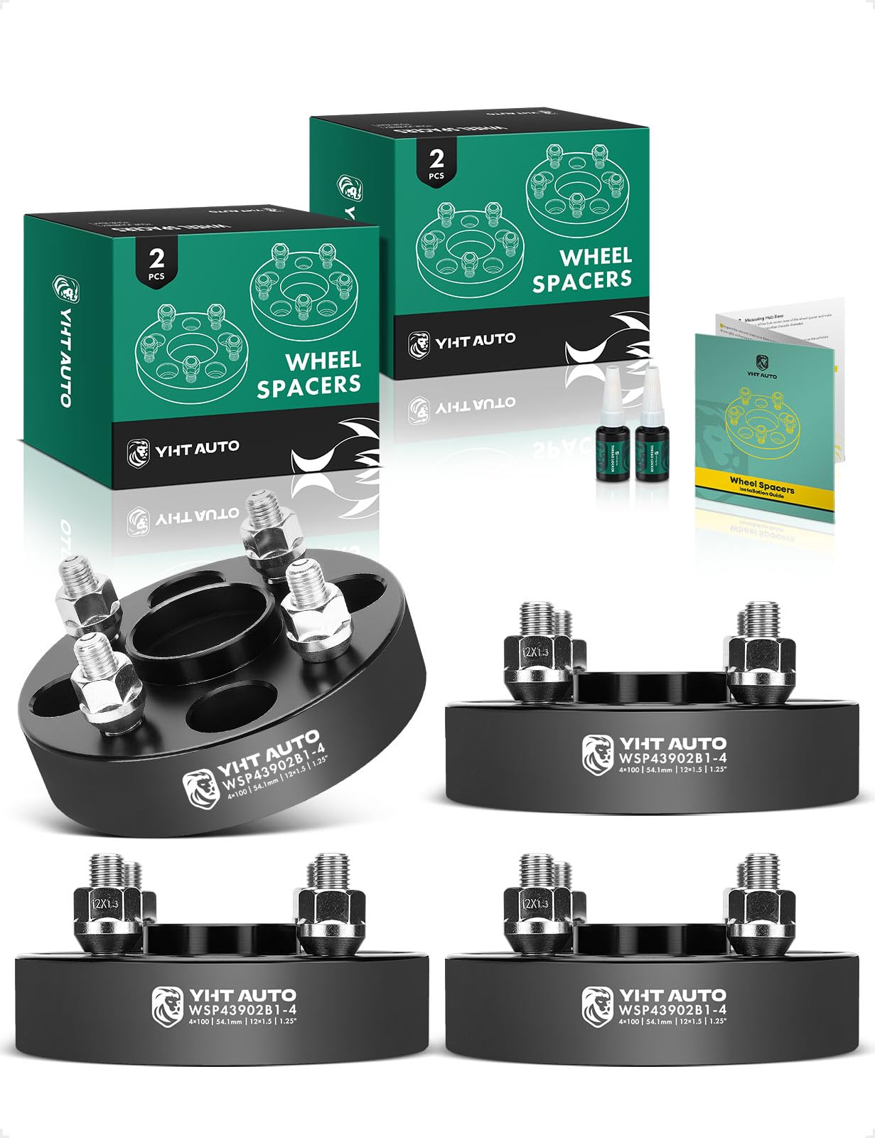 - YHTAUTO 4x100mm Hub Centric Wheel Spacers 1.25 inch Fits Kia, Ford, Mazda, Scion, Toyota, Fiat Models, Corolla, xB, Tire Spacers w/ M12x1.5 & 12.9 Grade Studs, 54.1mm Hub Bore 4 Lug 4PCS