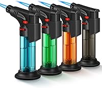 Samniu 4-Pack Jet Flame Torch Lighters - Mini Refillable Butane Windproof for Candles, Grill, Fireplace, BBQ (Gas Not Included)
