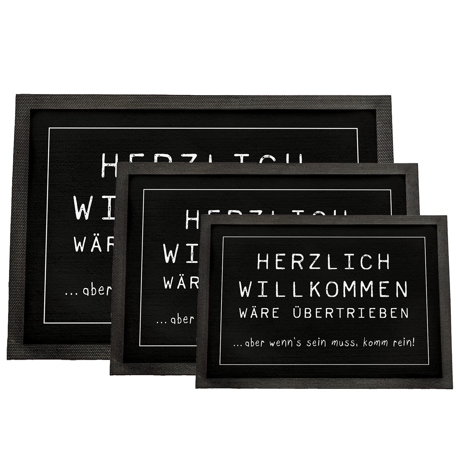 Fußmatte mit Spruch Herzlich Willkommen wäre übertrieben Aber wenn's Sein muss komm rein | Schmutzfangmatte | lustige Türmatte | Fußabstreifer Haustür aus Filz | Geschenk Einzug | 75x50 mit Rand