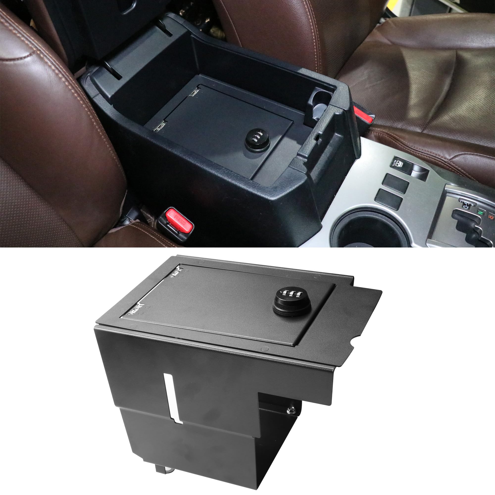 West-xingzheCenter Console Organizer for 2010-2020 Toyota 4RUNNER Interior Accessories Locking Storage Console Safe Box with 3-Digit Combo