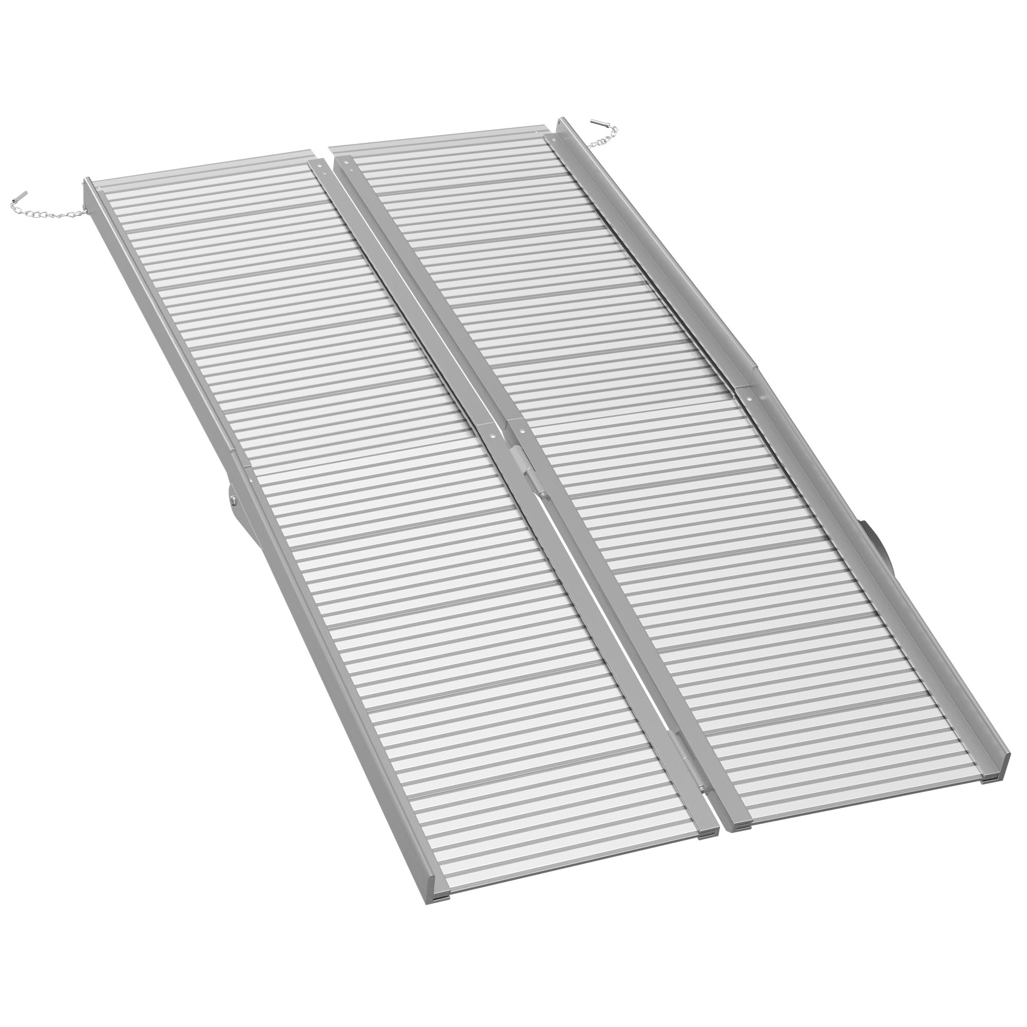 HOMCOM Wheelchair Ramp 5FT, Foldable Aluminum Threshold Ramp with Non-Slip Surface and Handle, 600lbs Weight Capacity, Suitcase Handicap Ramp for Home, Doorways, Curbs, Steps