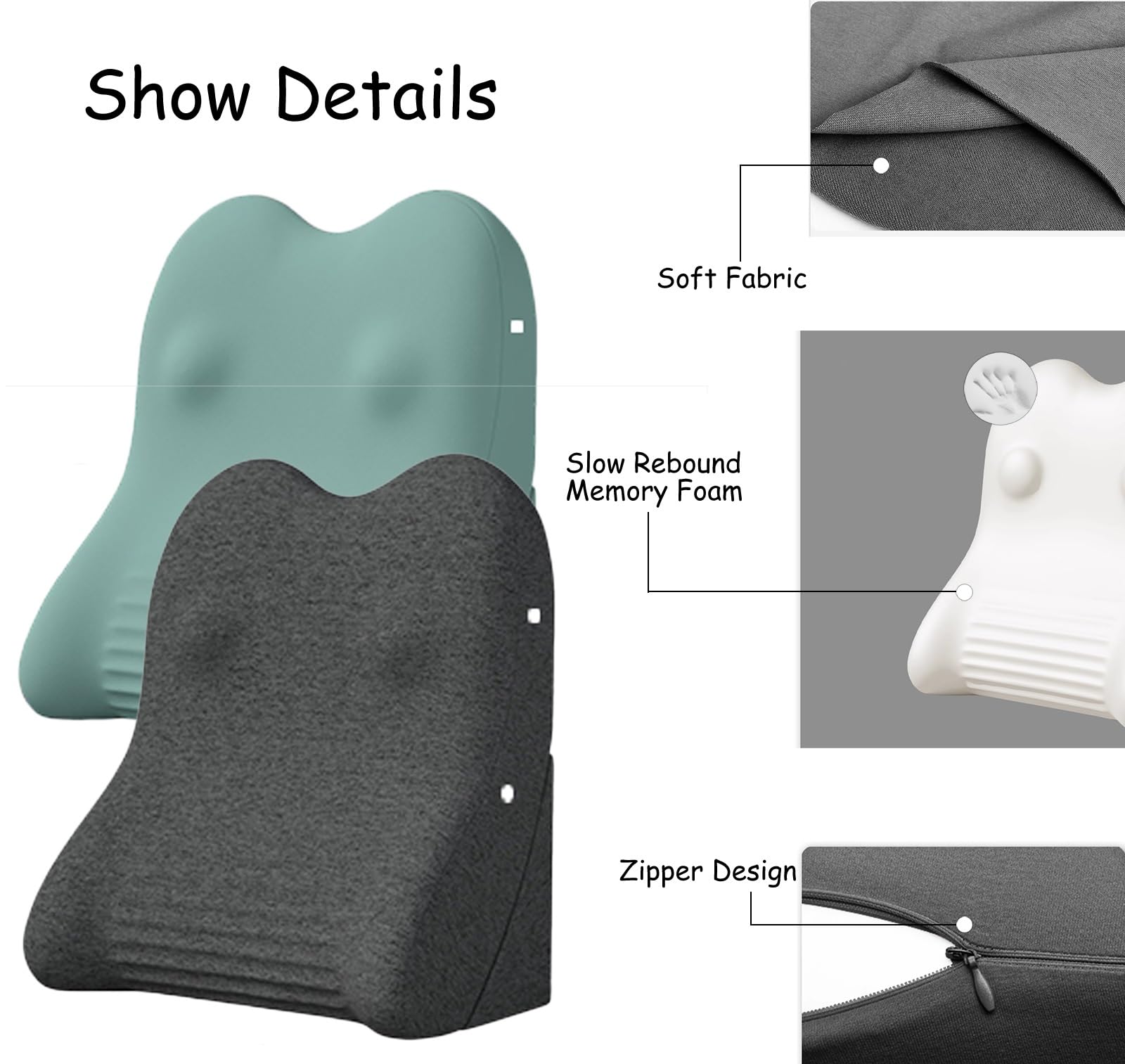 Almohada de cuña ajustable para reflujo ácido con capa de aire, cojín triangular para el cuidado del embarazo, almohada elevada con funda extraíble para lavar a máquina (verde)