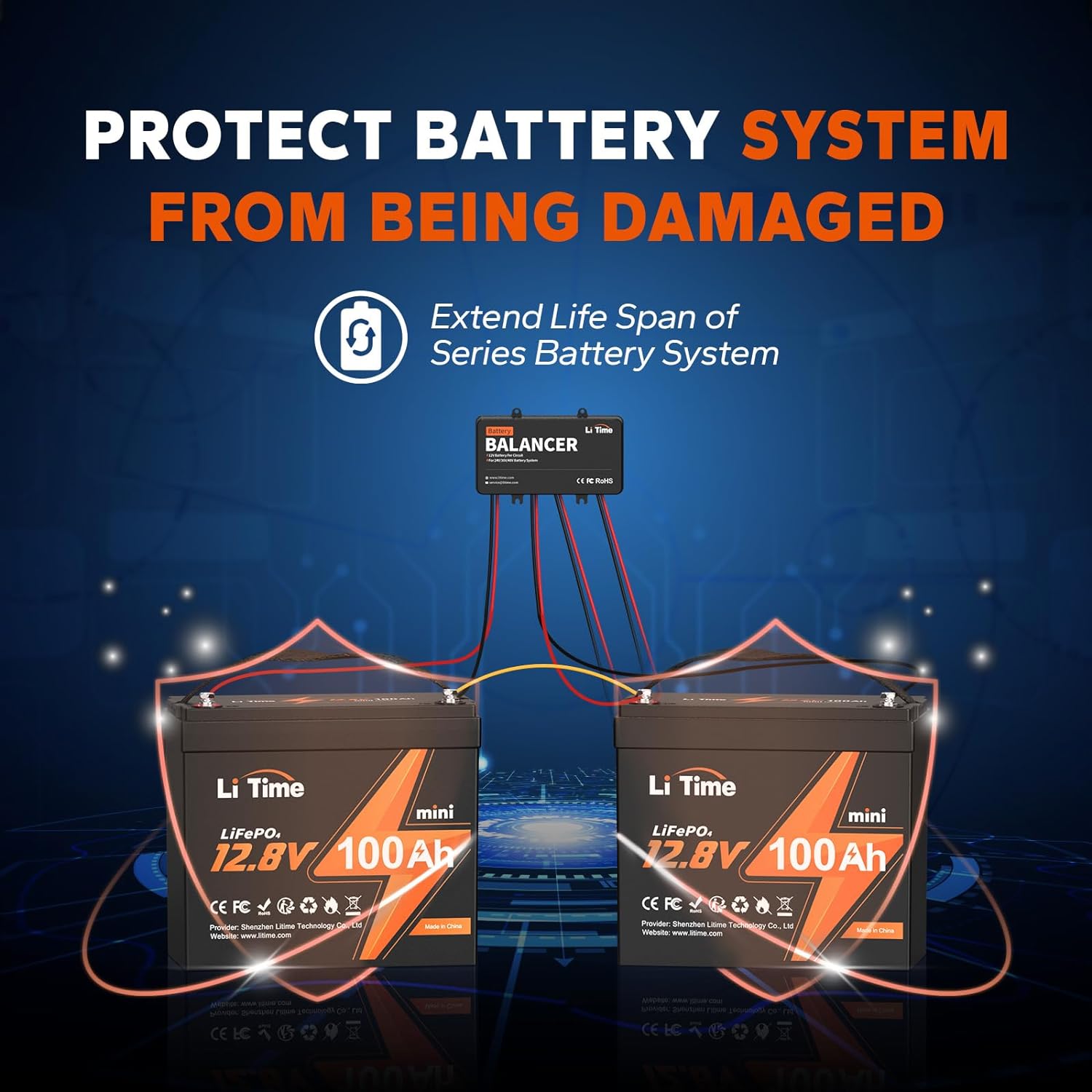 LiTime 48V Battery Equalizer, Active Balancer for 24V/36V/48V Bank, Supports for LiFePO4, Lead Acid, Gel, FLA, SLA Battery, Perfect for Home, RV, Solar, Trolling Motor, Off Grid