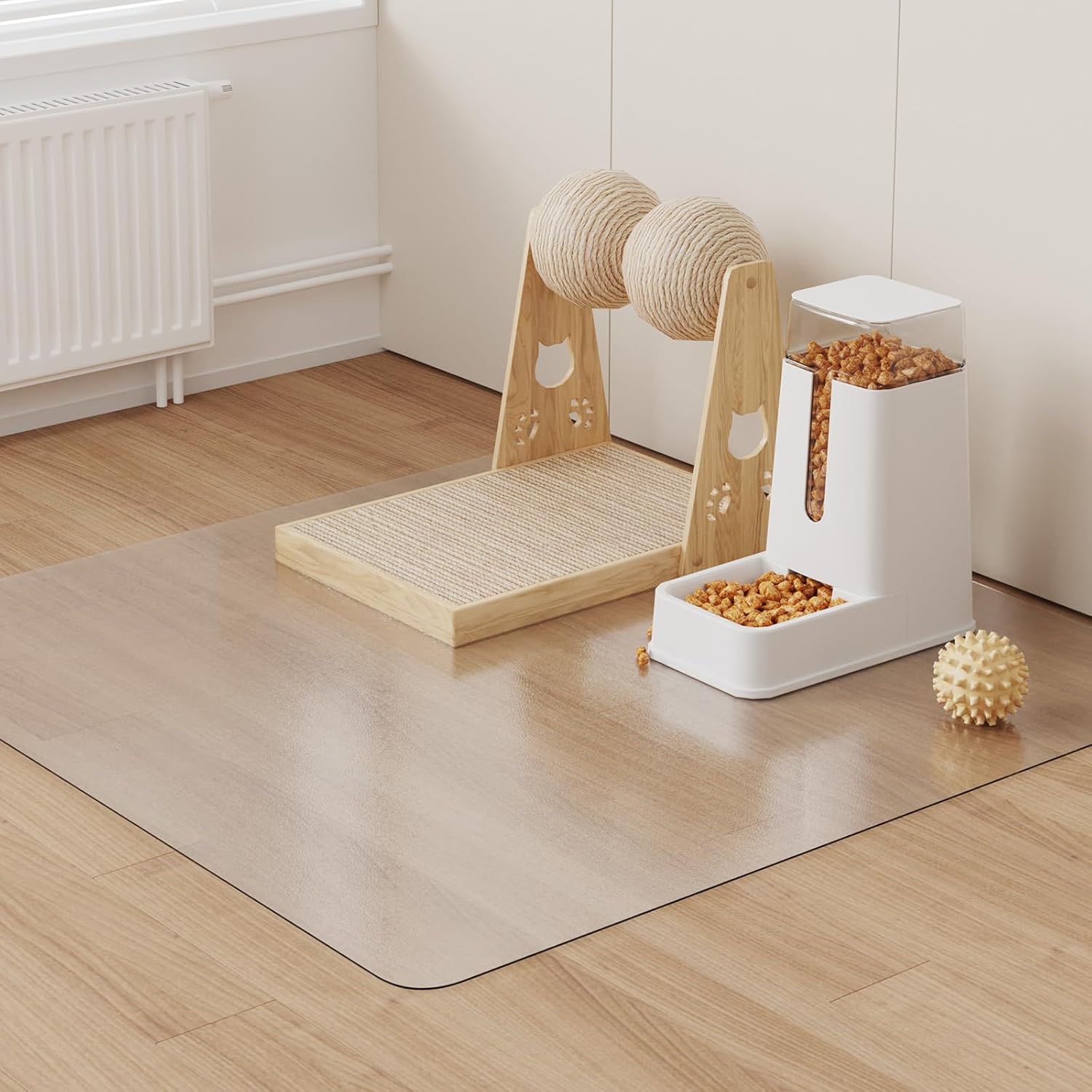 3x3ft Clear PVC Floor Mat, 2mm Thick Waterproof Protective Mat for Hard Floors, Under Refrigerator, Pet Bowls, or Appliances – Cuttable, Easy to Clean 3' x 3' (Rectangular)