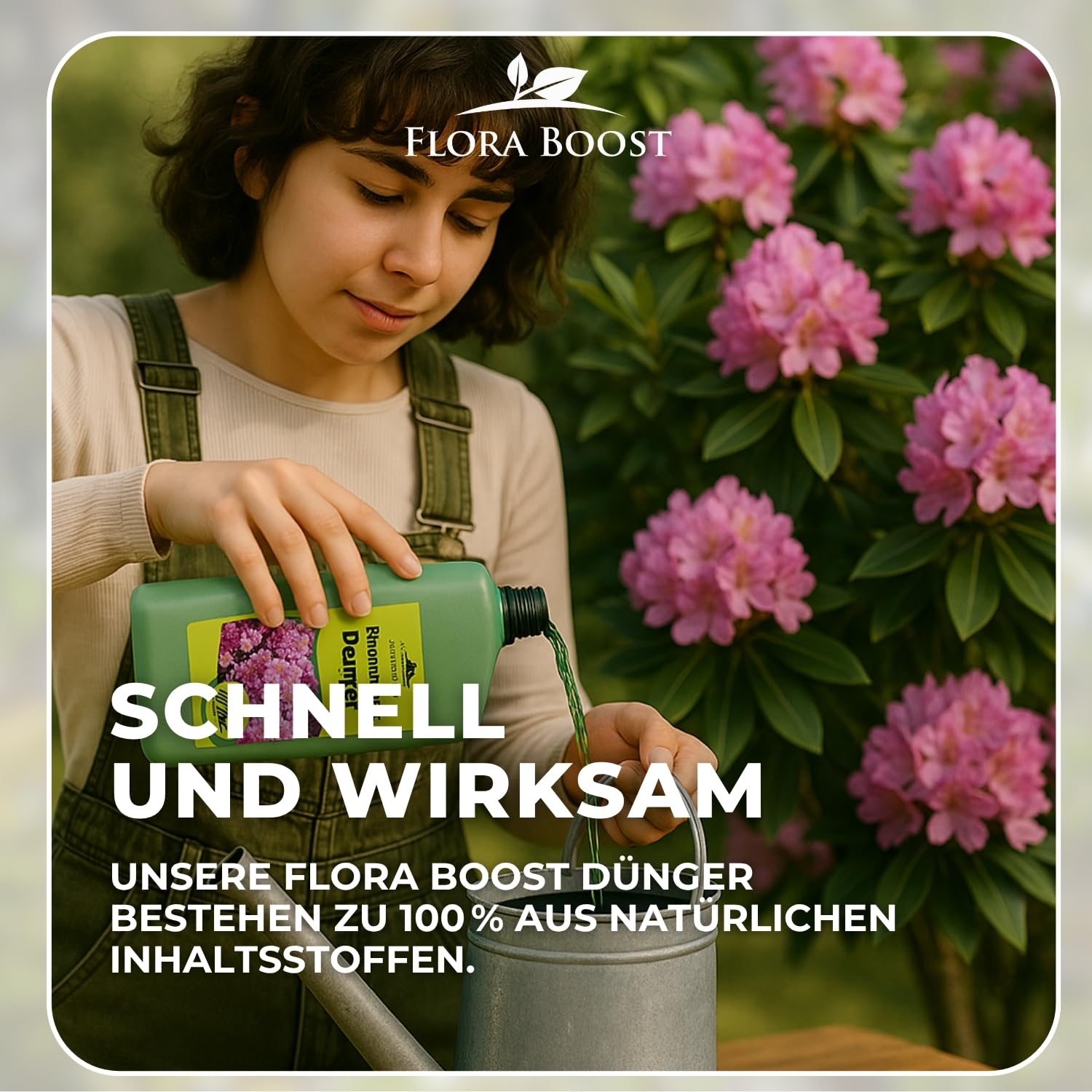 Konfitee Flora Boost Rhododendron Dünger 5000ml - Für bis zu 1000L Gießwasser - Blumendünger für Rhododendron Pflanzen - Flüssiger Blatt- & Wurzeldünger - 100% natürlicher Pflanzendünger