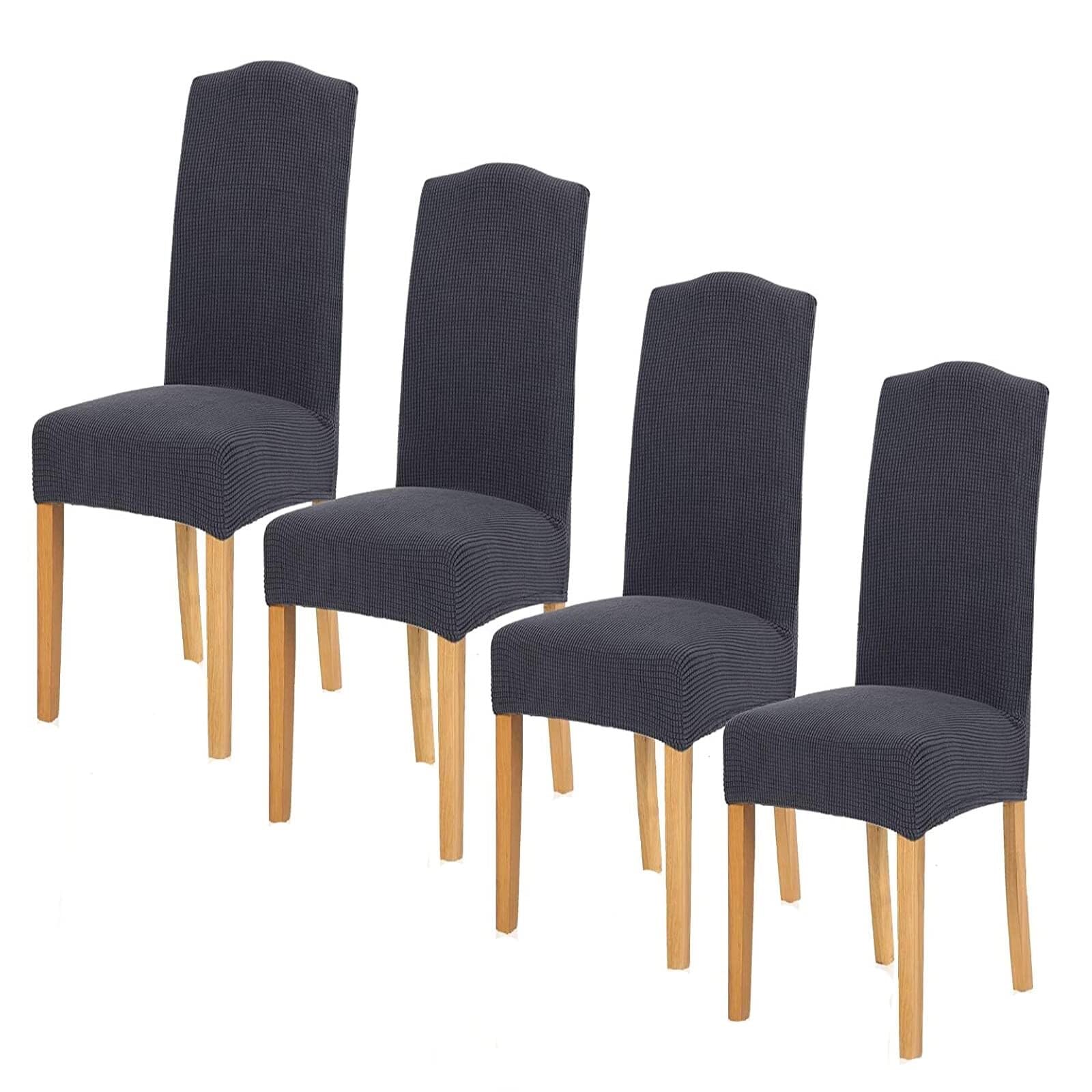 NMVAWIPT Dining Chair Covers, Soft Stretch Jacquard Slipcovers, Washable Removable Parsons Protector - Fits High Back Chairs(#4,4pcs)