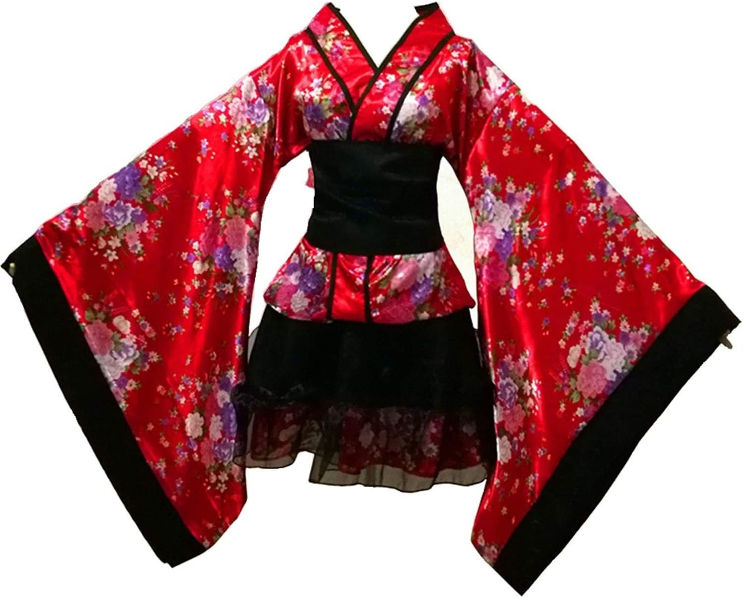 Anime Sakura Cosplay Lolita Dress Japanese Kimono Costume Maid costume for women and girls (XXL, red)