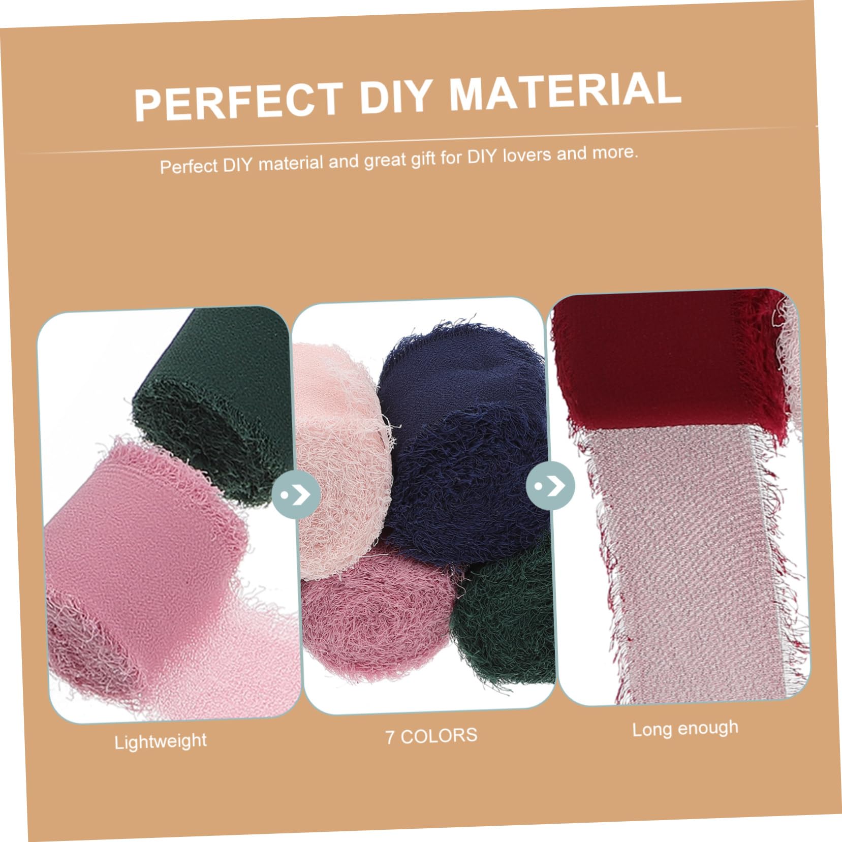 TEHAUX 7rolle Seidenband Farbige Fransen-chiffon-seidenbänder Seidenähnliche Bänder Diy-verpackungsbänder Geschenkverpackungsbänder Dekobänder Blumenstraußbänder