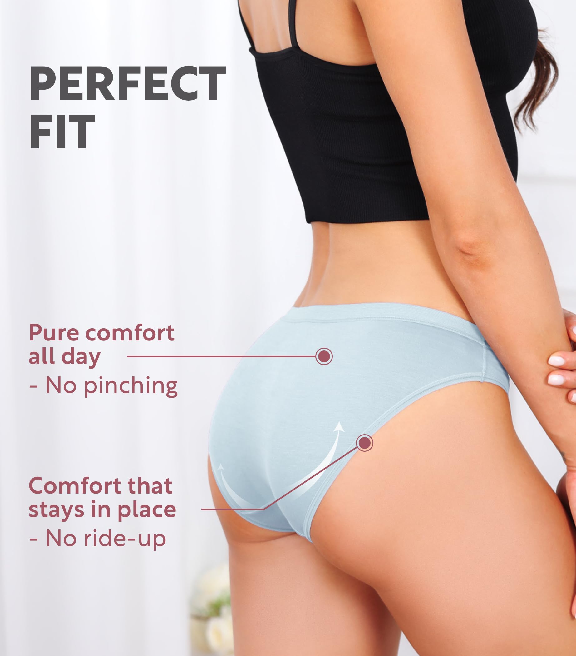 DAVID ARCHY Ropa interior de rayón de bambú para mujer, ropa interior que absorbe la humedad, suave, transpirable para mujer