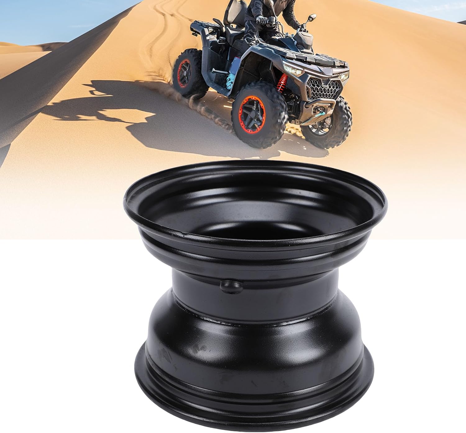 18X9.50-8 ATV Wheel Rim, 8 Inch Black Paint Coating High Strength Steel Rear Wheel Rim Hub with 4 Bolts Holes for Go Kart Quad Dirt Bike Ride On Mower