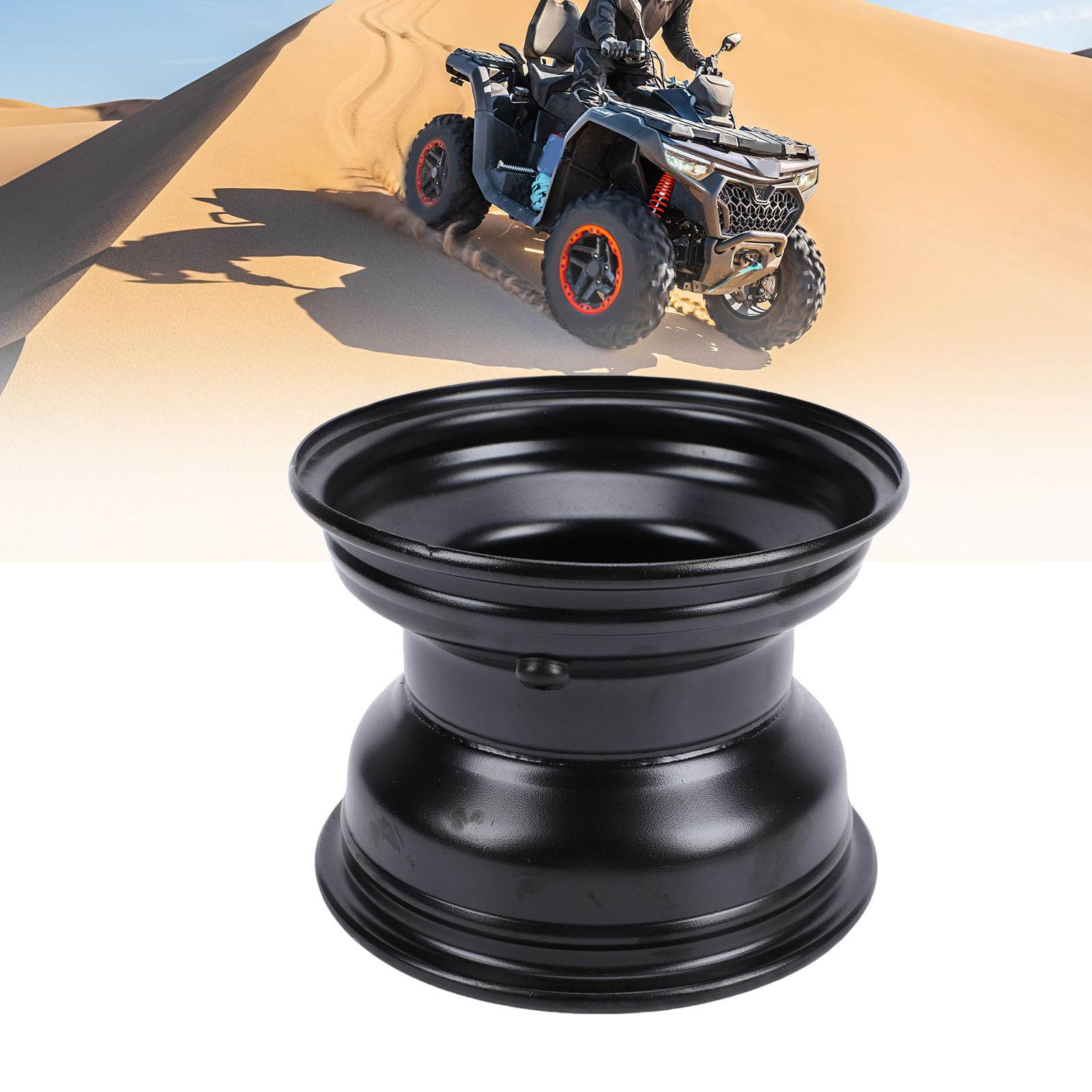 Akozon Cerchione per ATV 8 Pollici, Cerchione in Acciaio 18X9.50-8 con 4 Fori, Rivestimento in Vernice Nera per Go-kart, Quad, Tosaerba