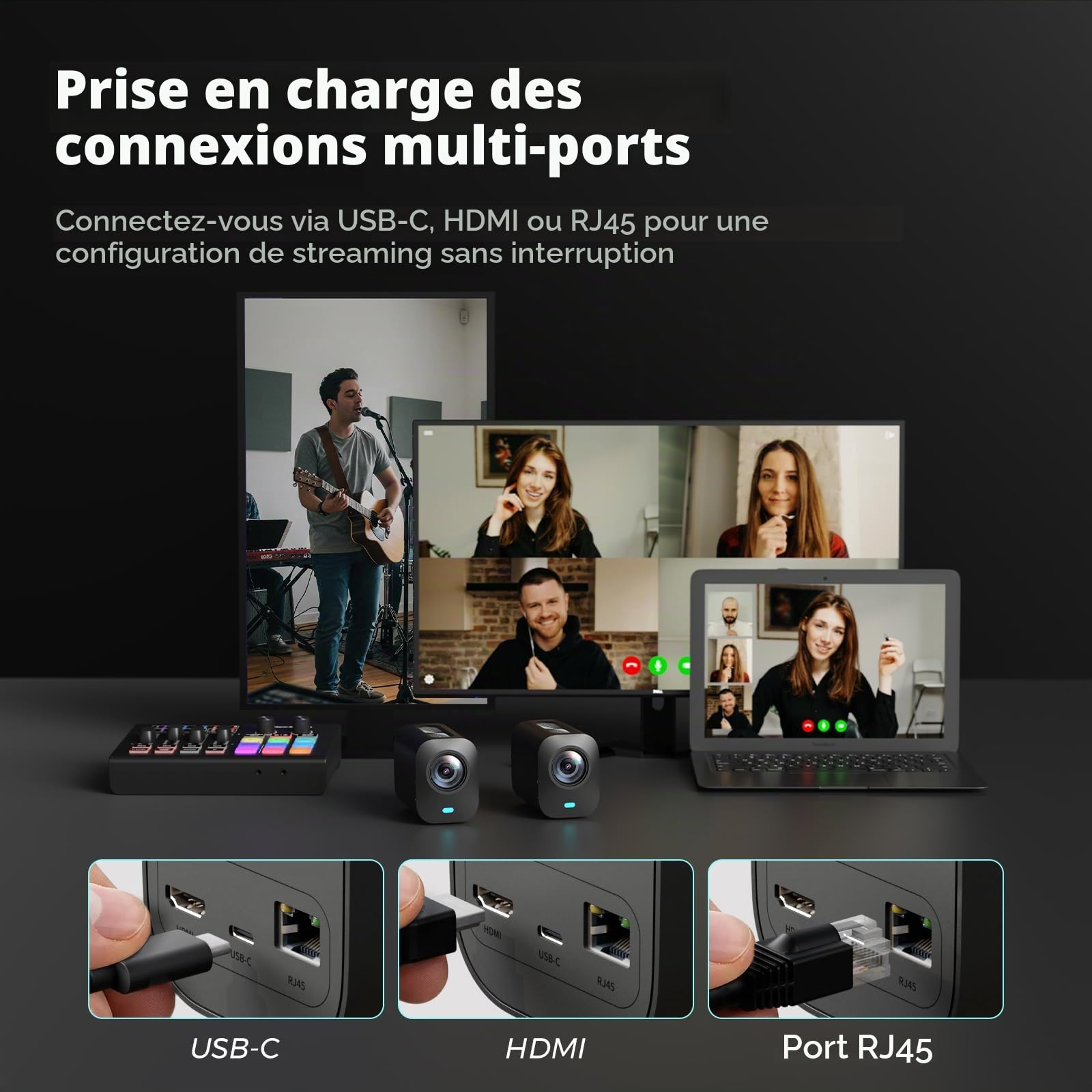 NearStream VM20 Caméra de Streaming 4K Filaire avec Zoom Hybride 40x