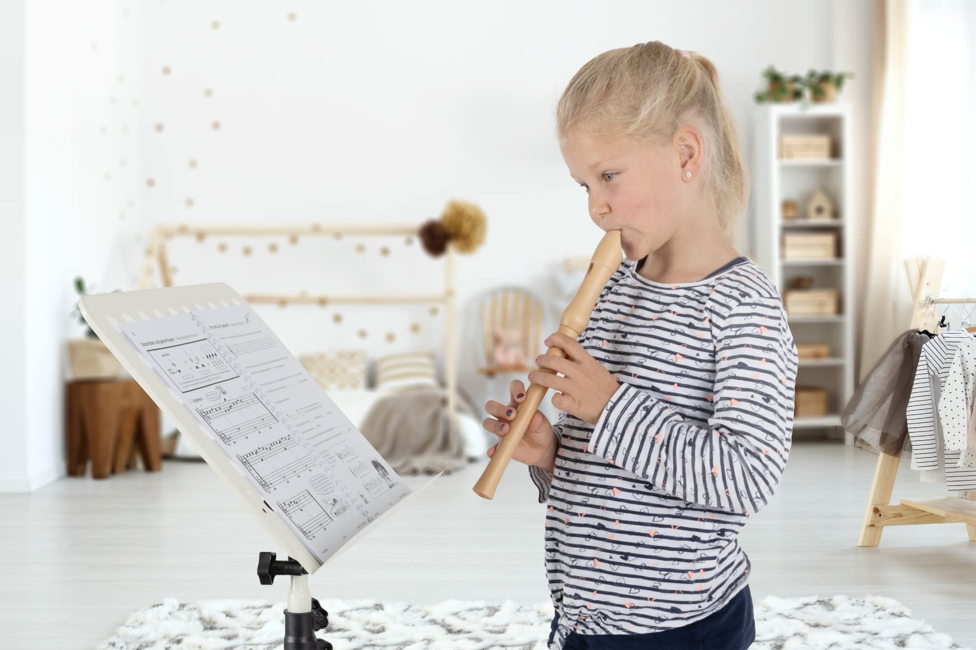 Classic Cantabile Stella flet prosty – 2-częściowy flet prosty z klonu – niemiecki sposób chwytania – idealny dla dzieci od 6 lat – w zestawie wyściełana torba, tabela uchwytów, środek do czyszczenia