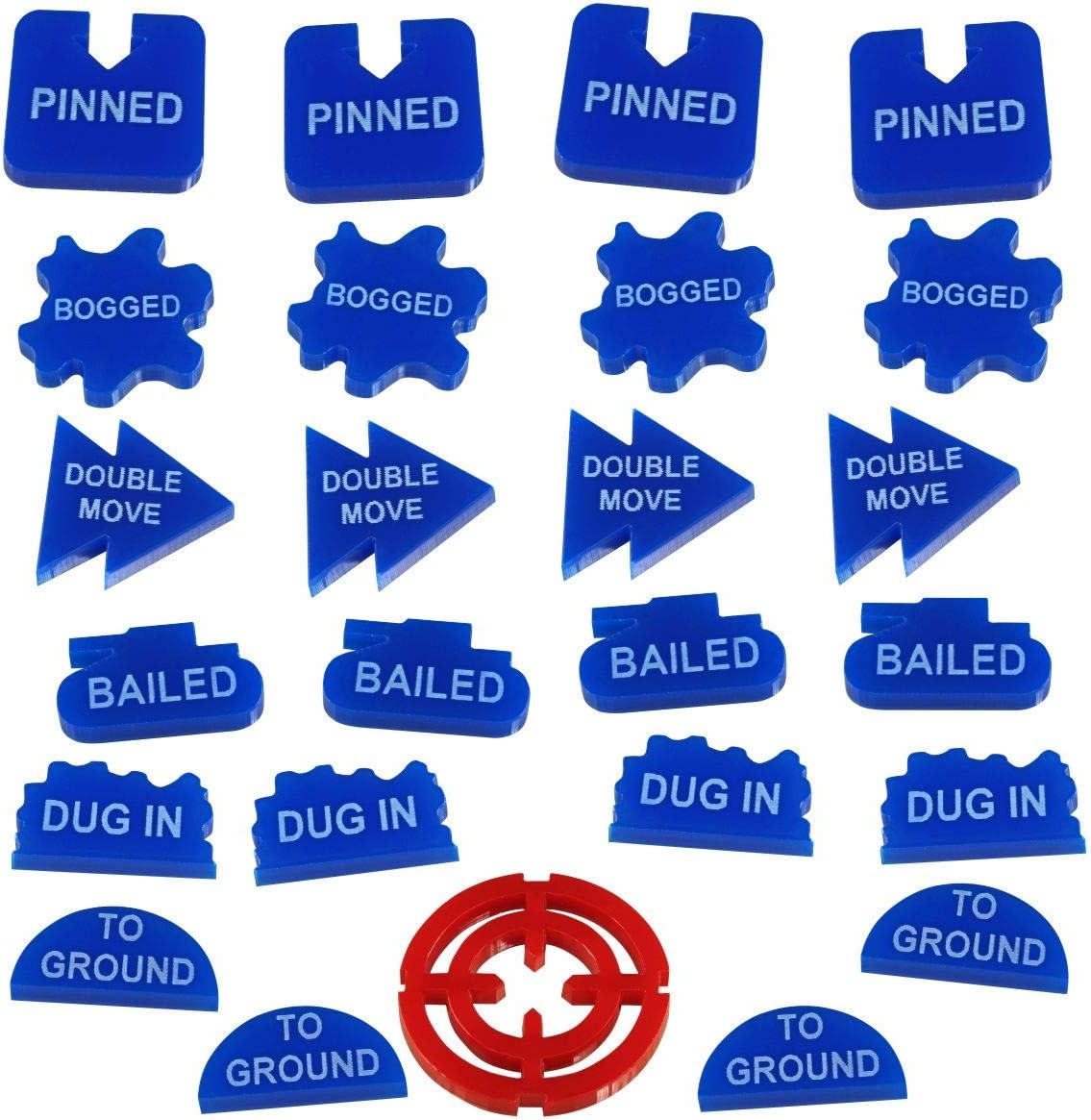 LITKO Command Token Set | Gaming Aid Pieces | Compatible with Flames of War, Bolt Action, Axis & Allies | Set of 25 (Blue)