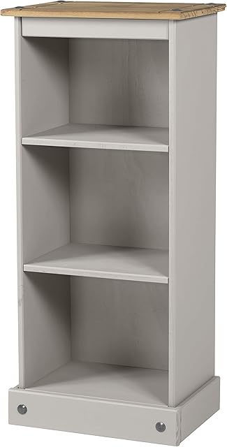 Mercers Furniture Corona Grey Wax Low Narrow Bookcase