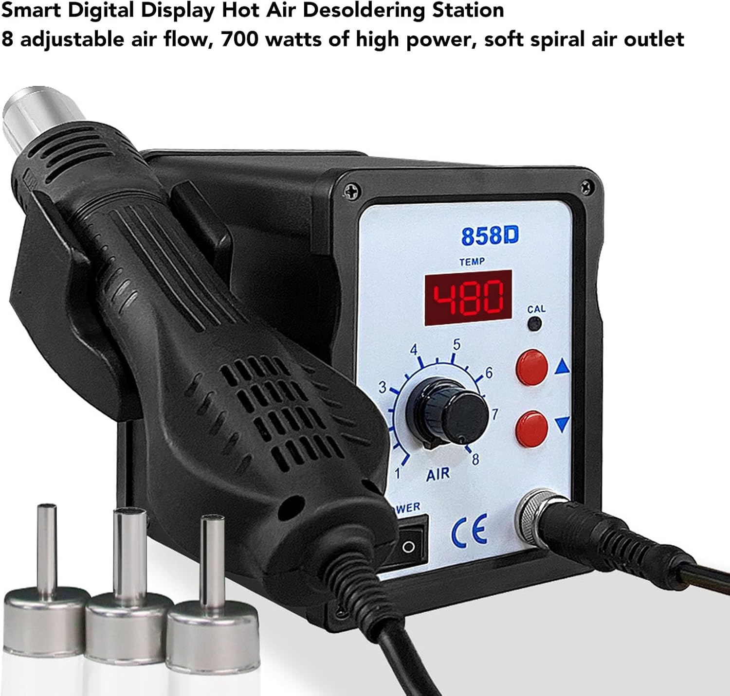 700W Hot Air Soldering Iron Station Kit with LED Display, Constant Temperature, Anti Static for Cell Phone Repair, US Plug 110-120V