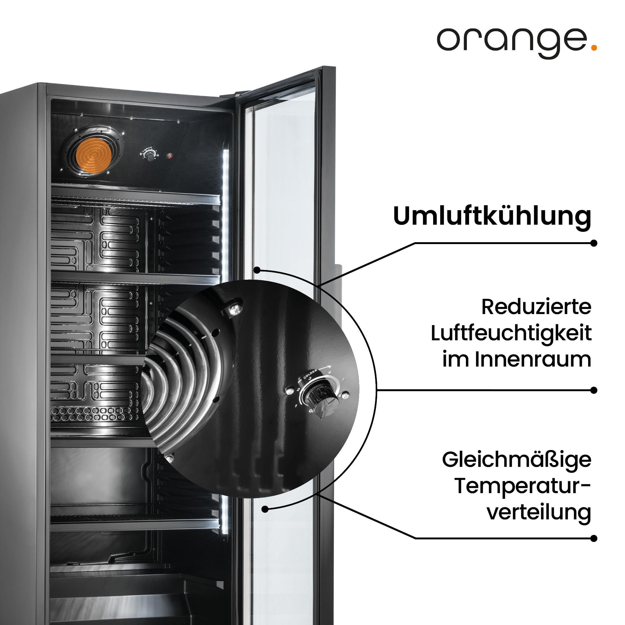 Profi-Getränkekühlschrank Black Edition 230L Umluftkühlung Glastür Vertikale LED 53cm Breite Gewerbekühlschrank Abschließbar