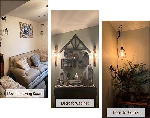 Miniatura 5 de Asnxcju Lámpara colgante industrial enchufable, lámpara colgante vintage con cable de enchufe, iluminación colgante E26 E27 Edison con interruptor