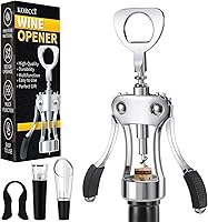 Vista 16 de KORCCI Abridor de vino, sacacorchos de ala de aleación de zinc resistente, abrebotellas de cerveza premium, accesorios multifuncionales para vino