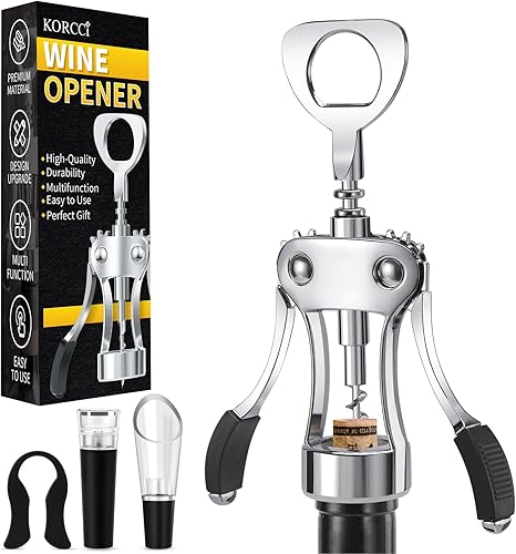 Miniatura 15 de KORCCI Abridor de Vinos, Abridor de Botellas de Vino, Sacacorchos de Ala de Aleación de Zinc Resistente, Sacacorchos Abridor de Cerveza para