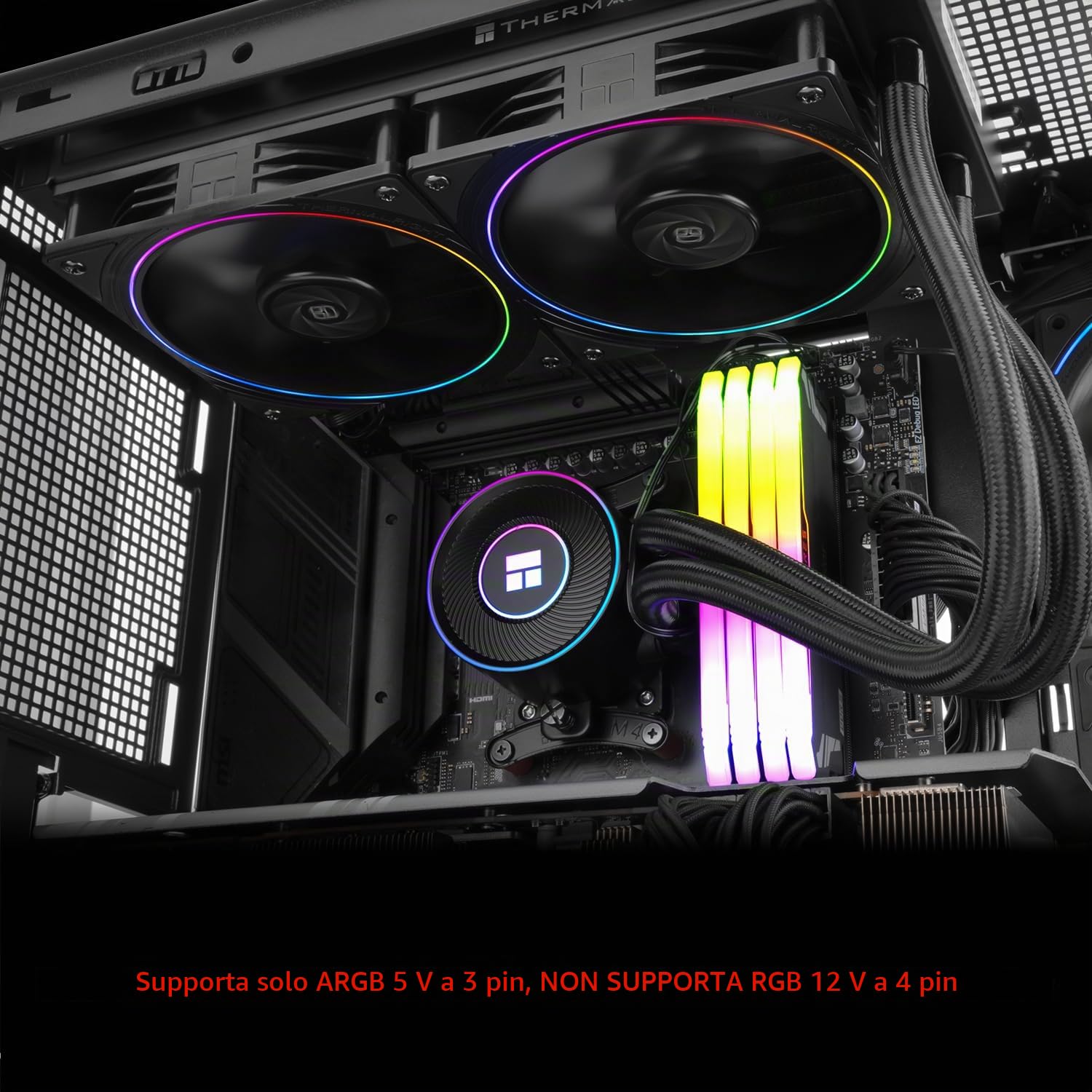 Thermalright Aqua Elite 240 V5 ARGB Nero, Dissipatore di Liquido per CPU da 240 mm, 2x Ventola TL-S12 PWM, per AM4/AM5, Intel LGA115X/1200/1700/1851, Dissipatore AIO per CPU