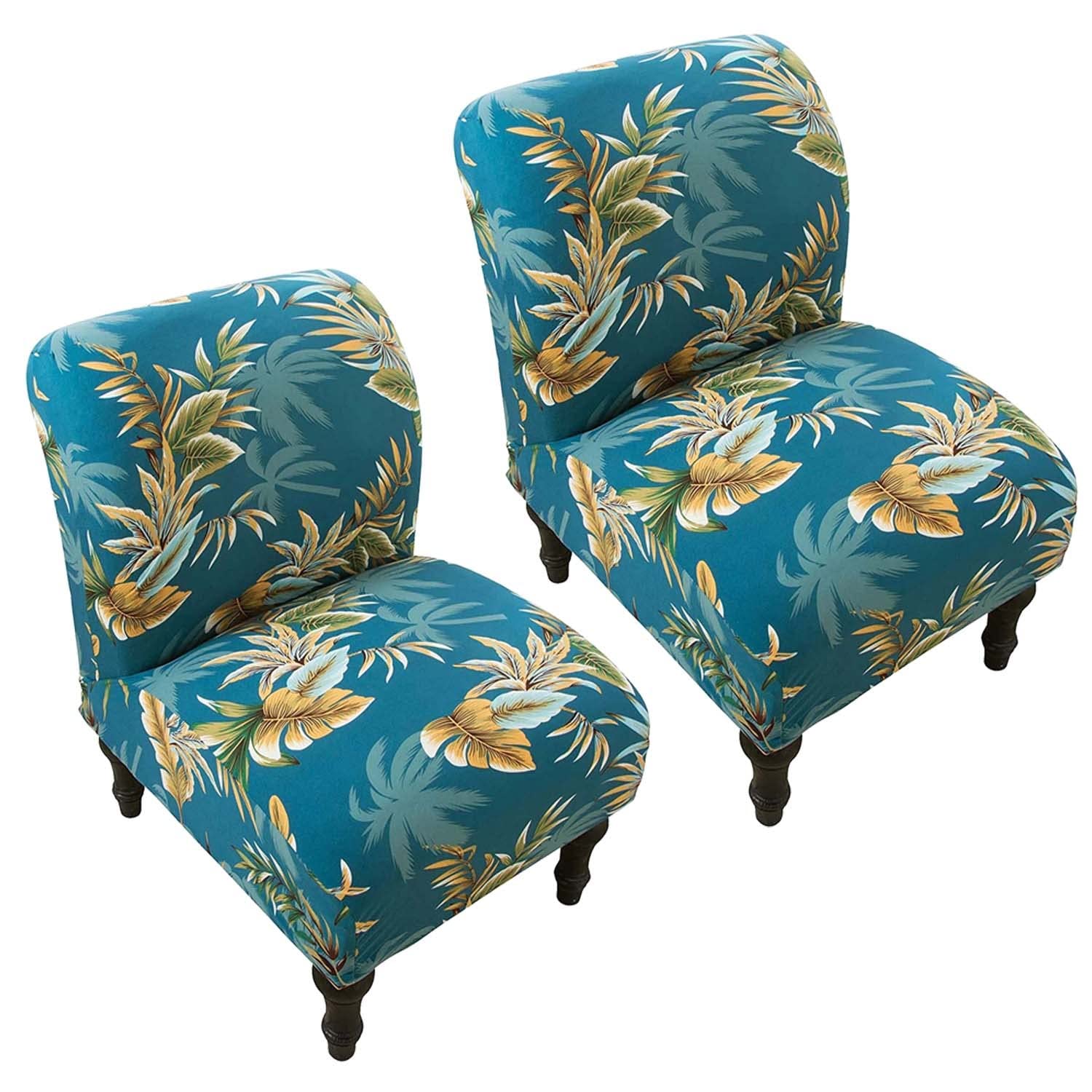 AQIGR Armless Accent Chair Cover Stretch Armless Slipper Chair Slipcover Soft Spandex/Velvet Fabric Armless Chair Cover Slipcover Furniture Protector for Living Room Hotel (Color : #1, Size : 2PCS)