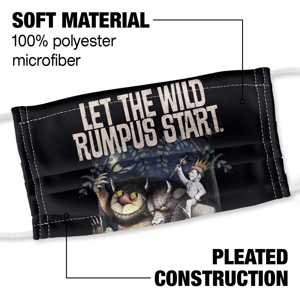Popfunk Where the Wild Things Are Wild Rumpus 1-Ply Reusable Face Mask Covering with Adjustable Nose Wire, Unisex