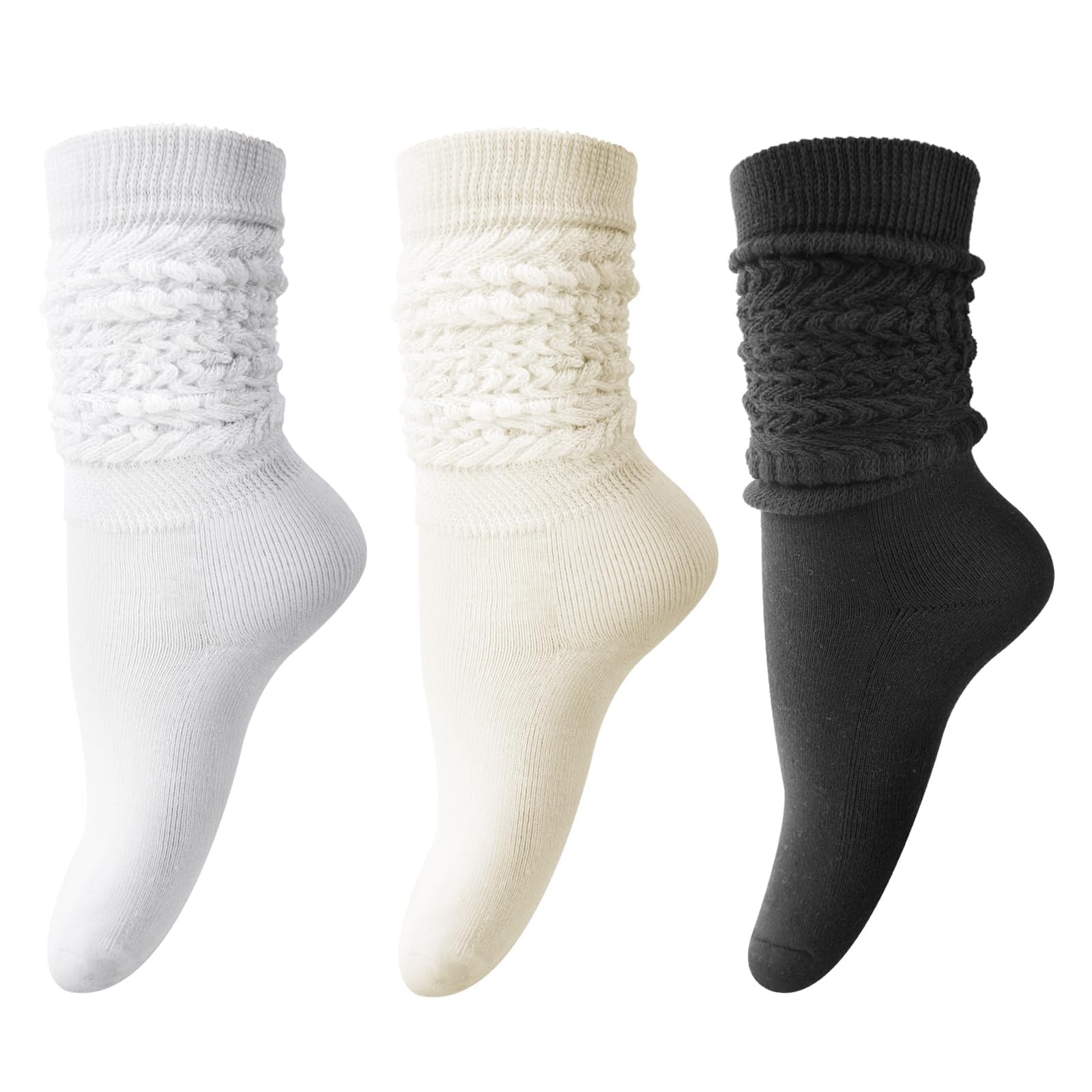 DRESHOW Women Slouch Socks Extra Long High Thigh Cotton Knit Scrunch Soft Warm Thick Long Knee High Boot Socks