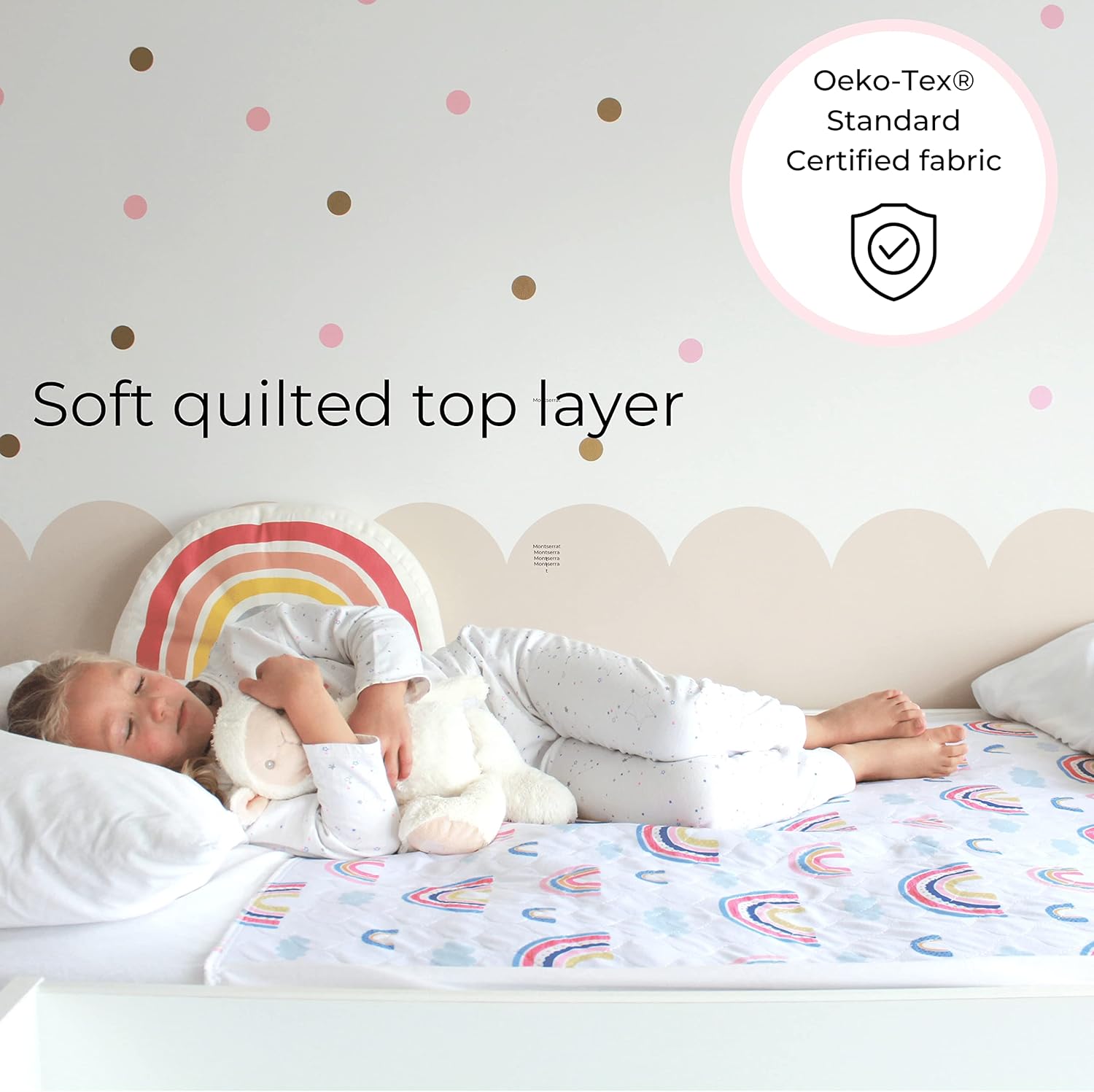 Hygge Sheets Potty Training Bed Pads - 100% Waterproof - Bed Wetting Pads for Twin and Toddler Beds - Reusable, Non Slip and Easy to Change at Night - Must Have for Parents - Rainbow : Baby