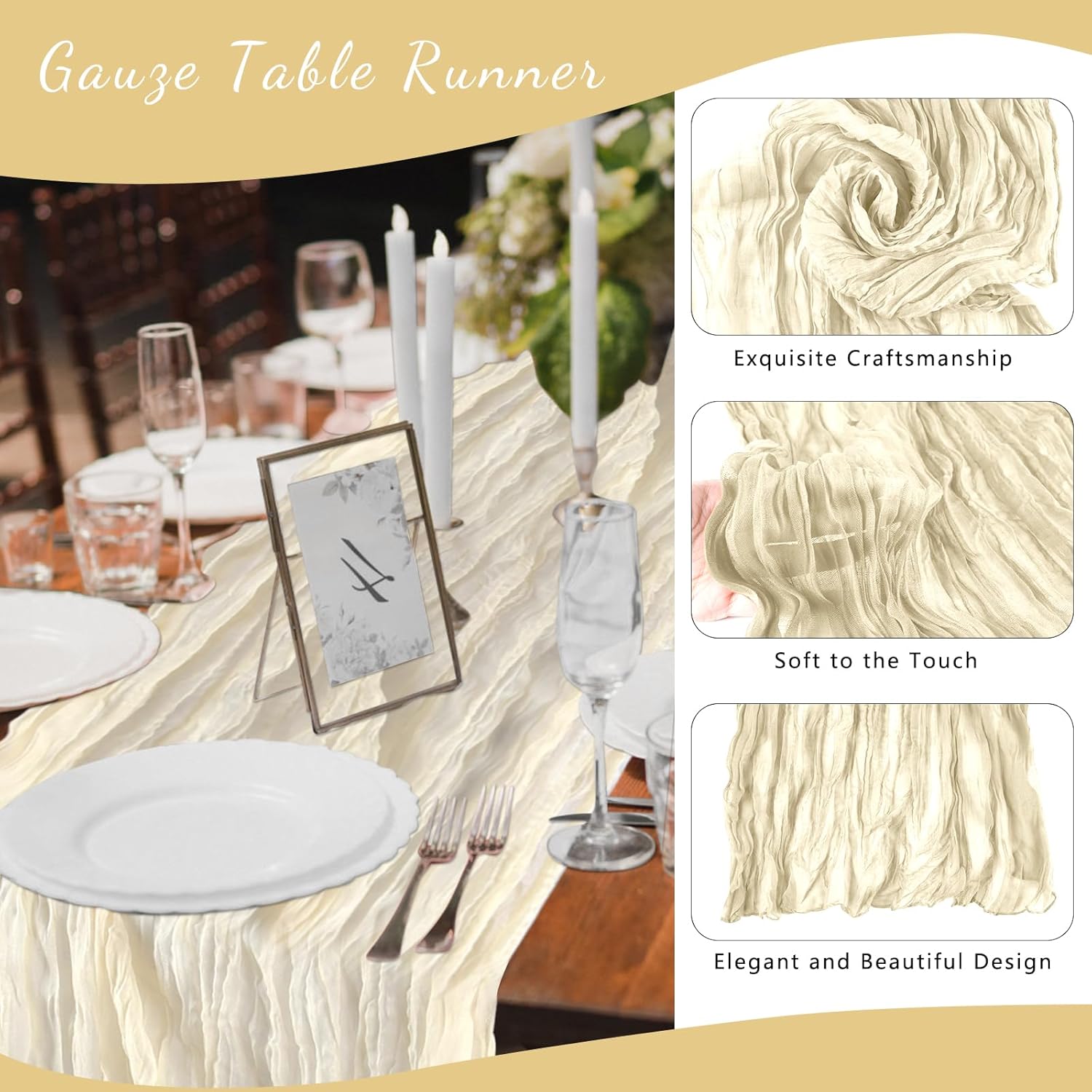 Cheesecloth futó esküvői dekorációban