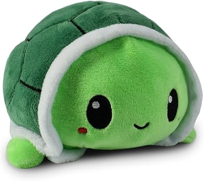 TeeTurtle Reversible Turtle Plushie 4-Inch Green Two-Sided Flip Plush Toy with Embroidered Details - Cute Mini Collectible Plush for Kids, Teens, and Adults
