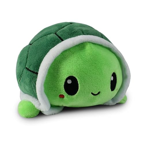 TeeTurtle - El Original Muñeco de Peluche Reversible de Tortuga - Verde - Lindos Animales de Peluche Sensoriales para Jugar Que Muestra Tu Estado de Ánimo 4 pulgadas