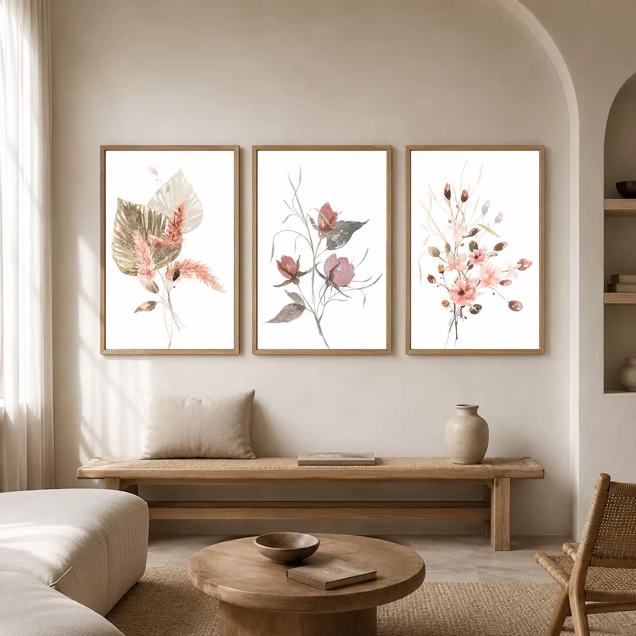 Dfzewki No Frame Plant Flower Wall Art,Nordic Botanical Canvas Painting, Minimalist Poster Print For Living Room Bedroom Wall Decor(40X50cm(16X20in) X3/No Frame)