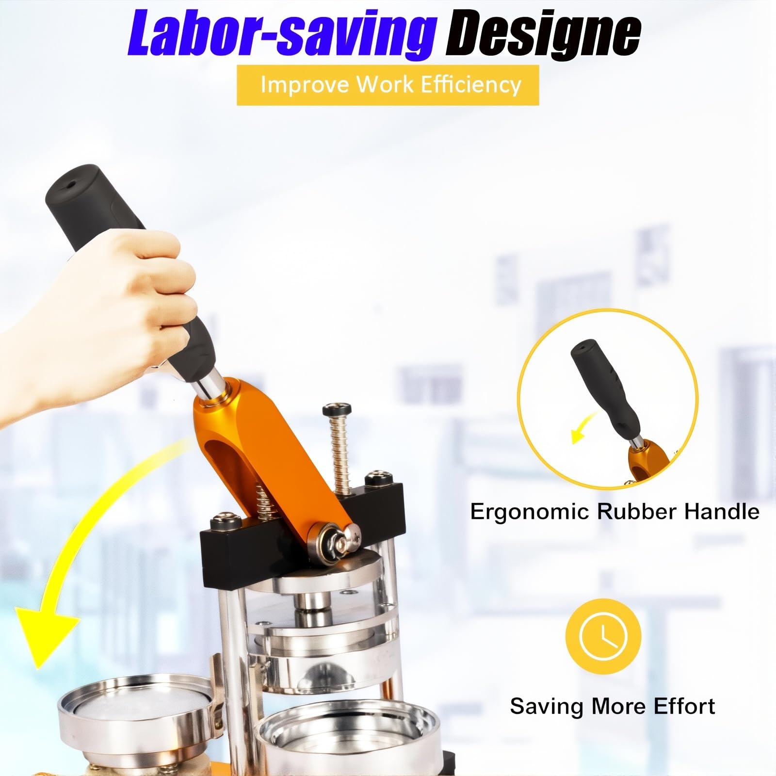 Machine à badges rotative, presse à boutons ronds avec 100 matériaux, construction en métal durable, poignée économe en main-d'œuvre pour créer des broches et des porte-clés