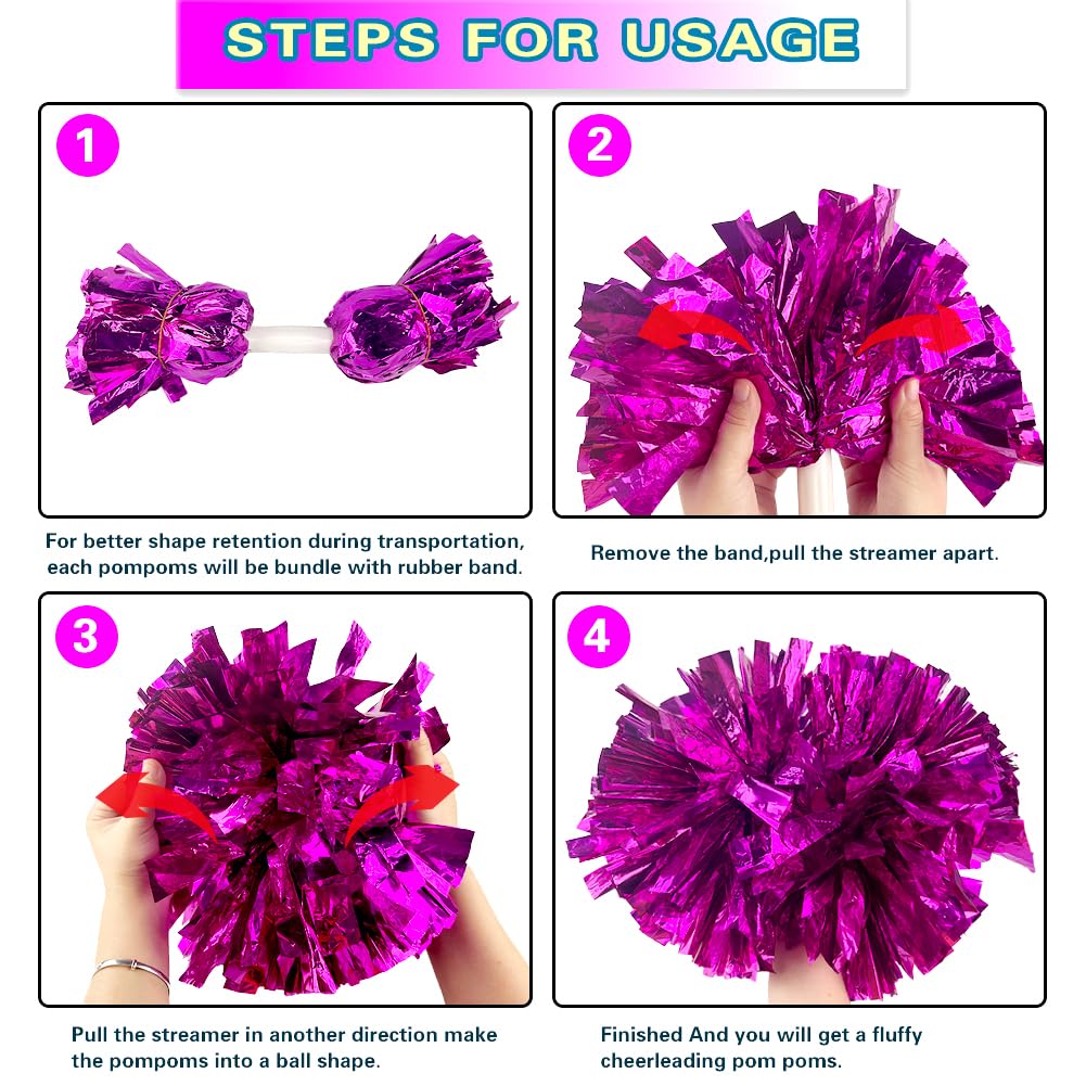 Lovecheer Lot De 2 Pompons Rose Vif Pour Pom-pom Girl Avec