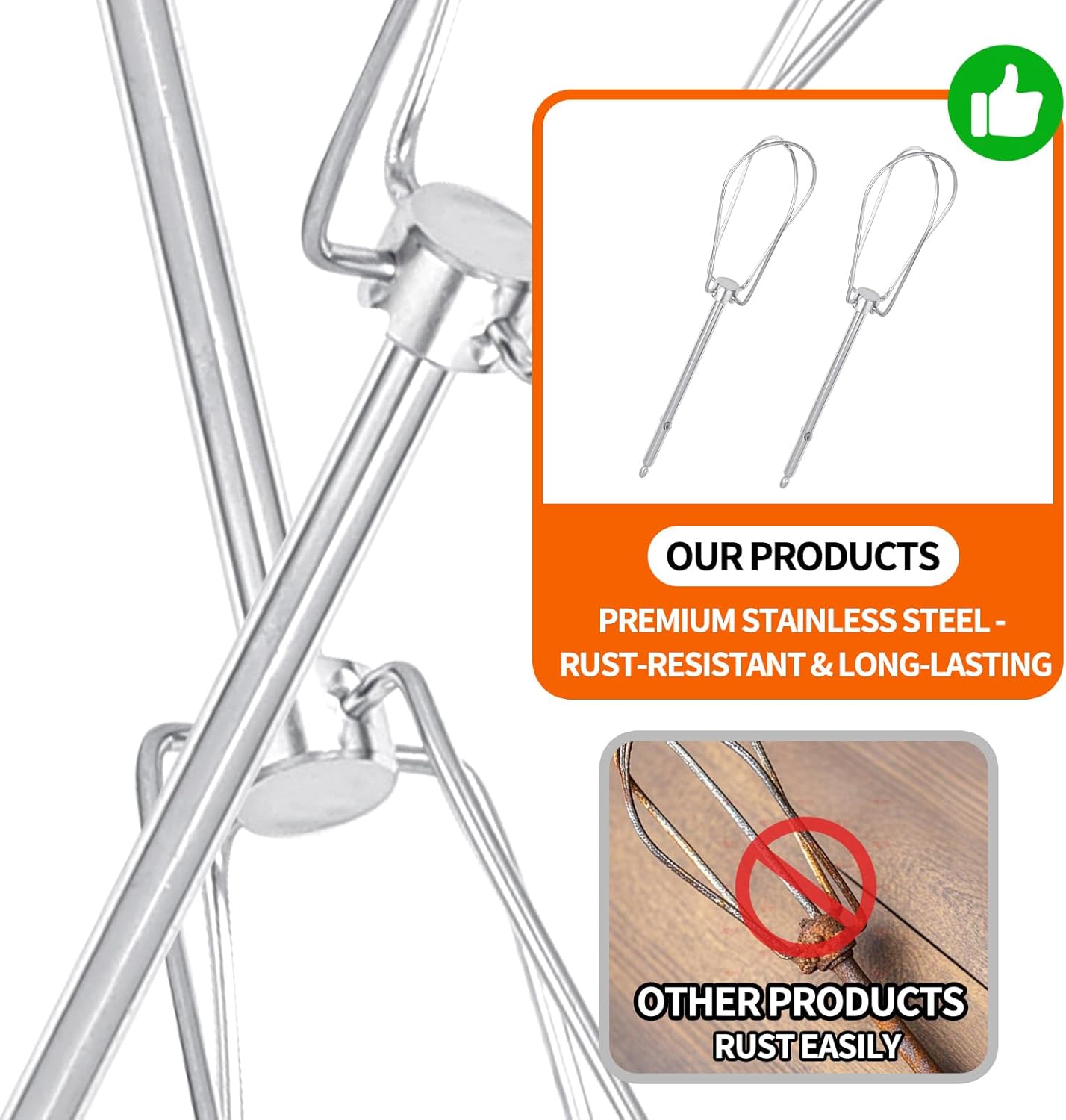 2 Pack Hand Mixer Attachments Beaters Compatible with BLACK and DECKER Electric Hand Held Mixer, Stainless Steel Replacement Parts, Beaters Electric Mixer Parts Accessories image 5 of 7 B0DY1TY72G