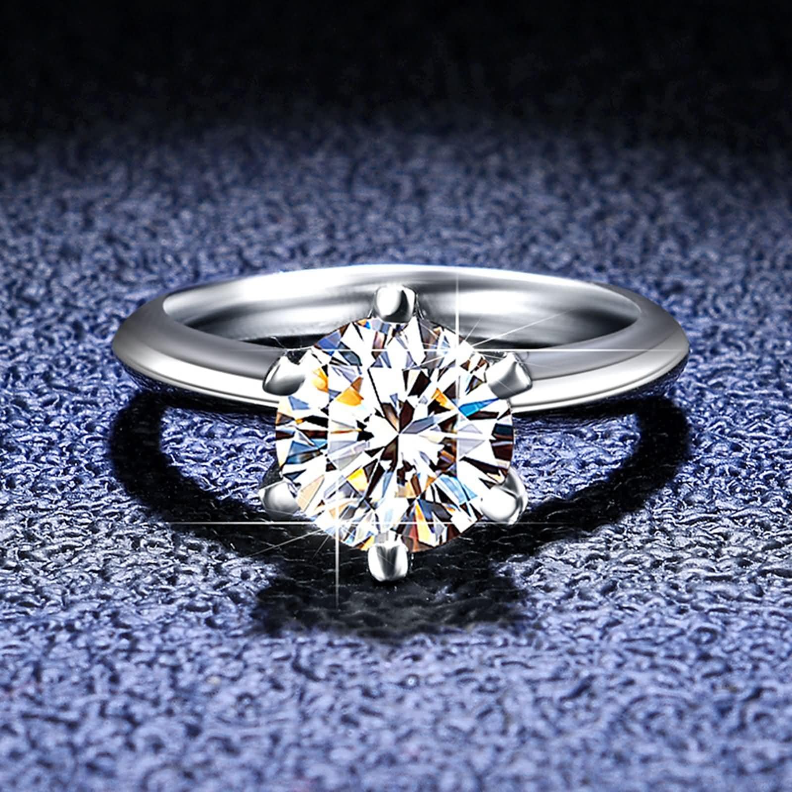 Anillos de compromiso de moissanita para mujer, platino 950, pulido, cómodo, solitario, moissanita, anillo de promesa para ella, 0,5 quilates, 1 ct, 1,5 quilates, 2 quilates, 3 quilates, 5