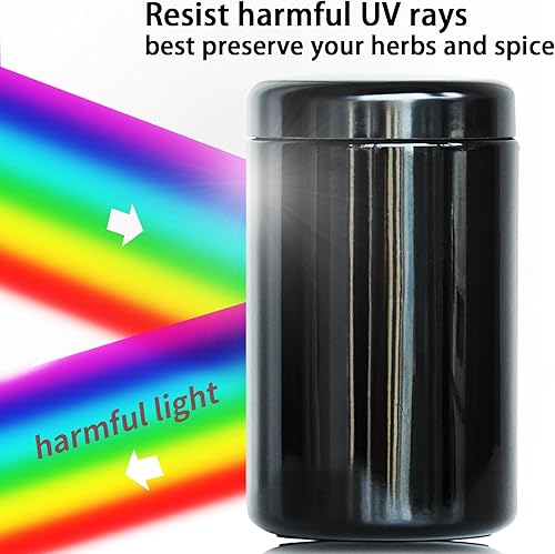 Miniatura 2 de Tarro hermético de vidrio negro para almacenamiento de 16.9 fl oz, 1 onza con protección UV para café de especias