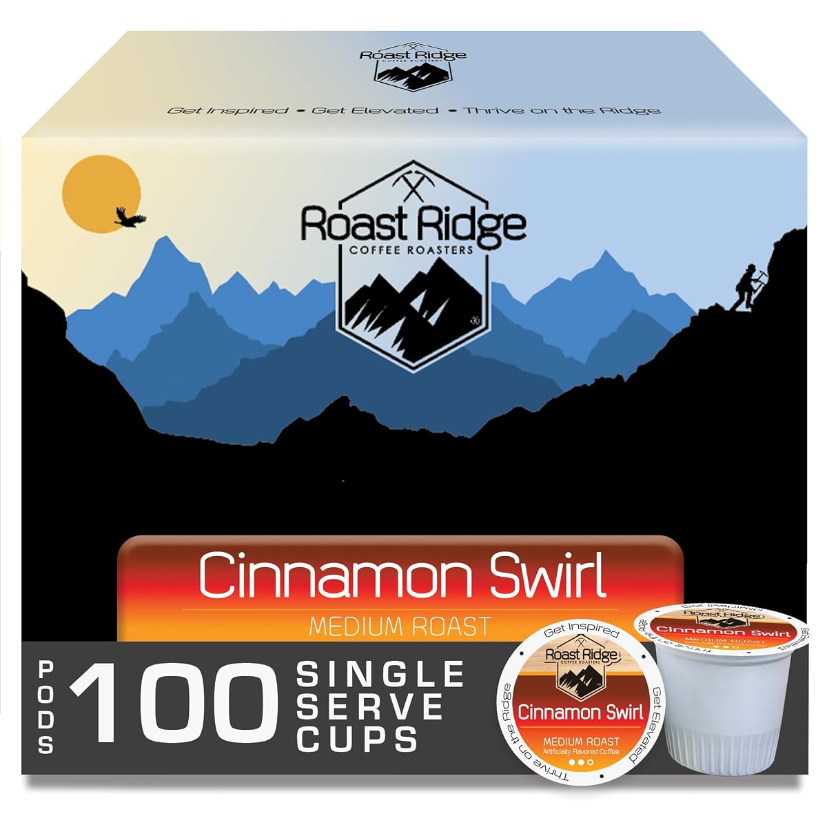 Roast Ridge Coffee Pods for Keurig, Cinnamon Swirl, Medium Roast