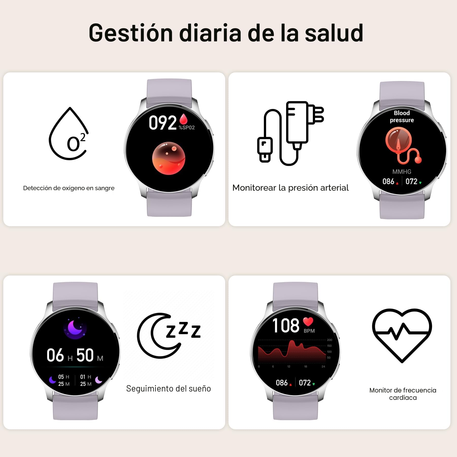 Smartwatch Mujer Hombre con Llamadas Bluetooth, 1,32" Reloj Inteligente Fitness, 20 Modo Deportivos Podómetro Monitor Sueño Pulsómetro Pulsera Actividad, Smart Watch para Android iOS