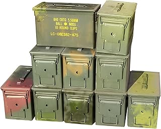 U.S. Military M2A1 50 Cal Ammo Can (10 Pack) - Waterproof Military Storage Containers for 5.56 Ammo & Tools - Grade 2 Surplus Army Ammo Box - Ammo Can Man