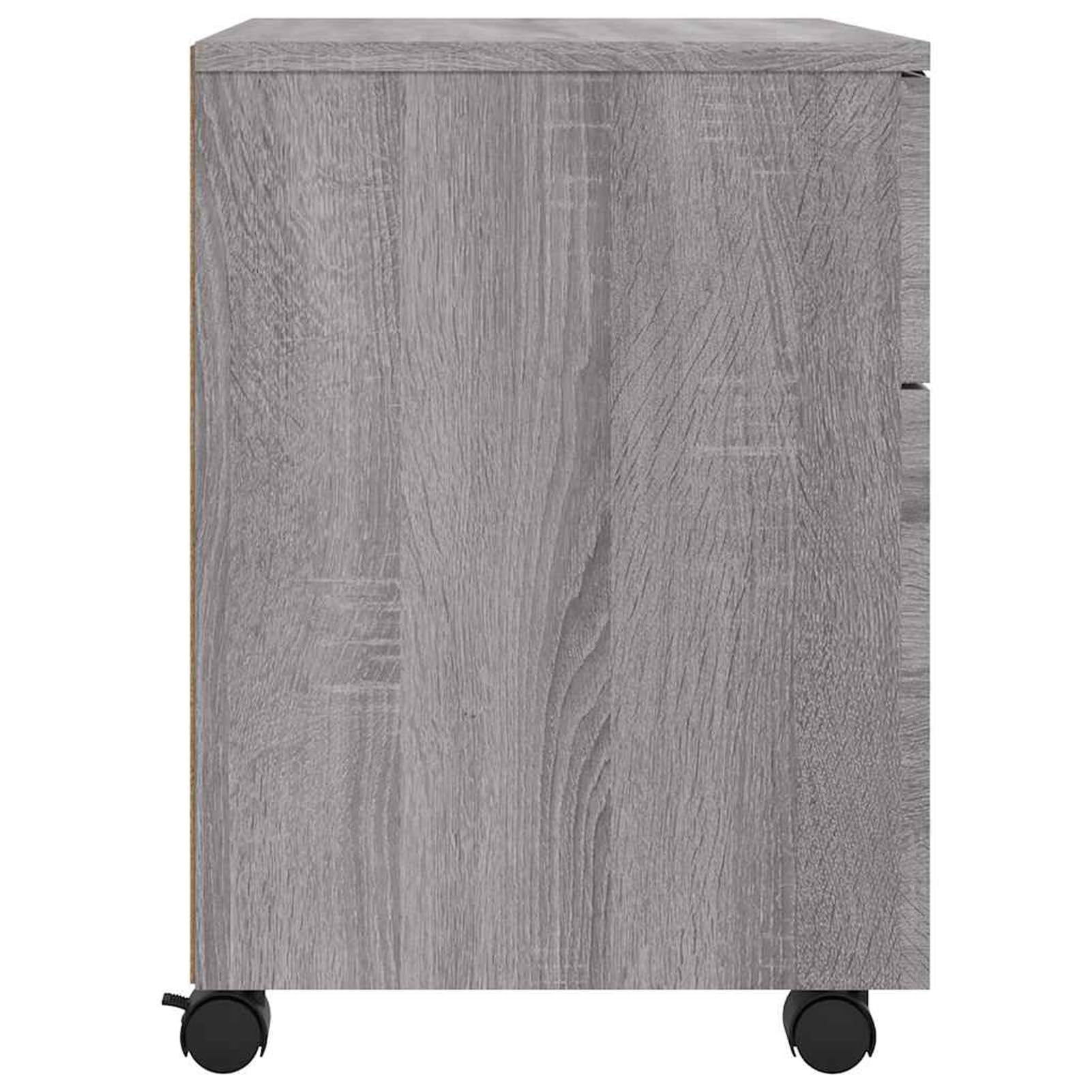 Mobiler Aktenschrank mit feststellbaren Rollen Grau Sonoma 45x38x54 cm Holzwerkstoff Büroorganisation
