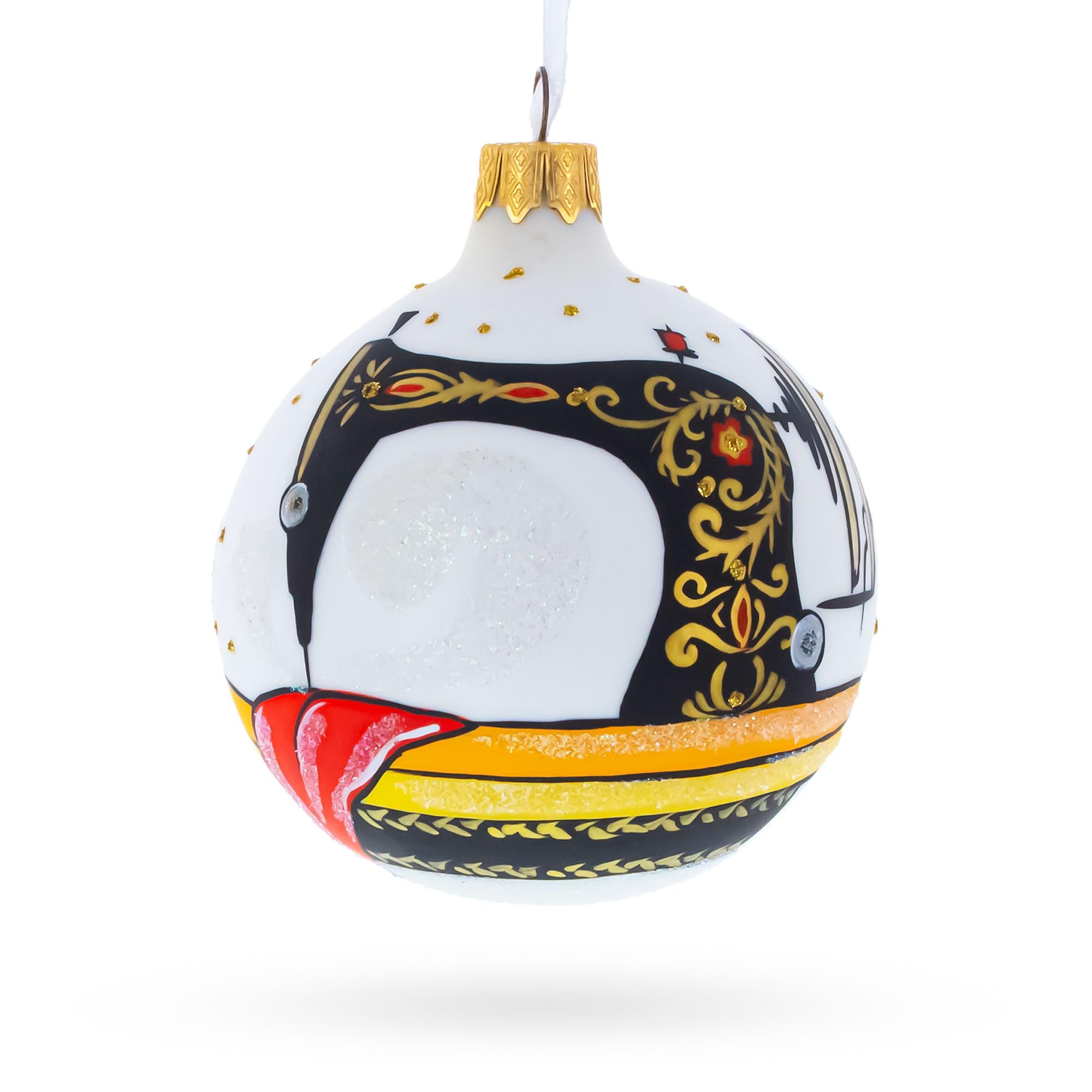 Décoration sapin thématique couture avec suspension Noël en verre soufflé