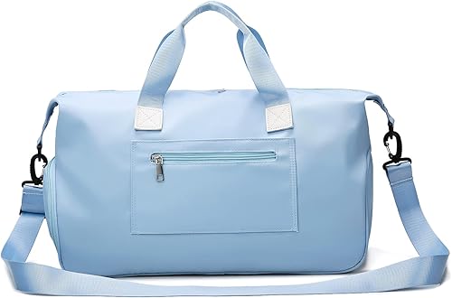 Miniatura 4 de Arouselove Bolsas de lona deportivas para mujeres y hombres, bolsa de gimnasio portátil con bolsillo húmedo y compartimento separado para zapatos,