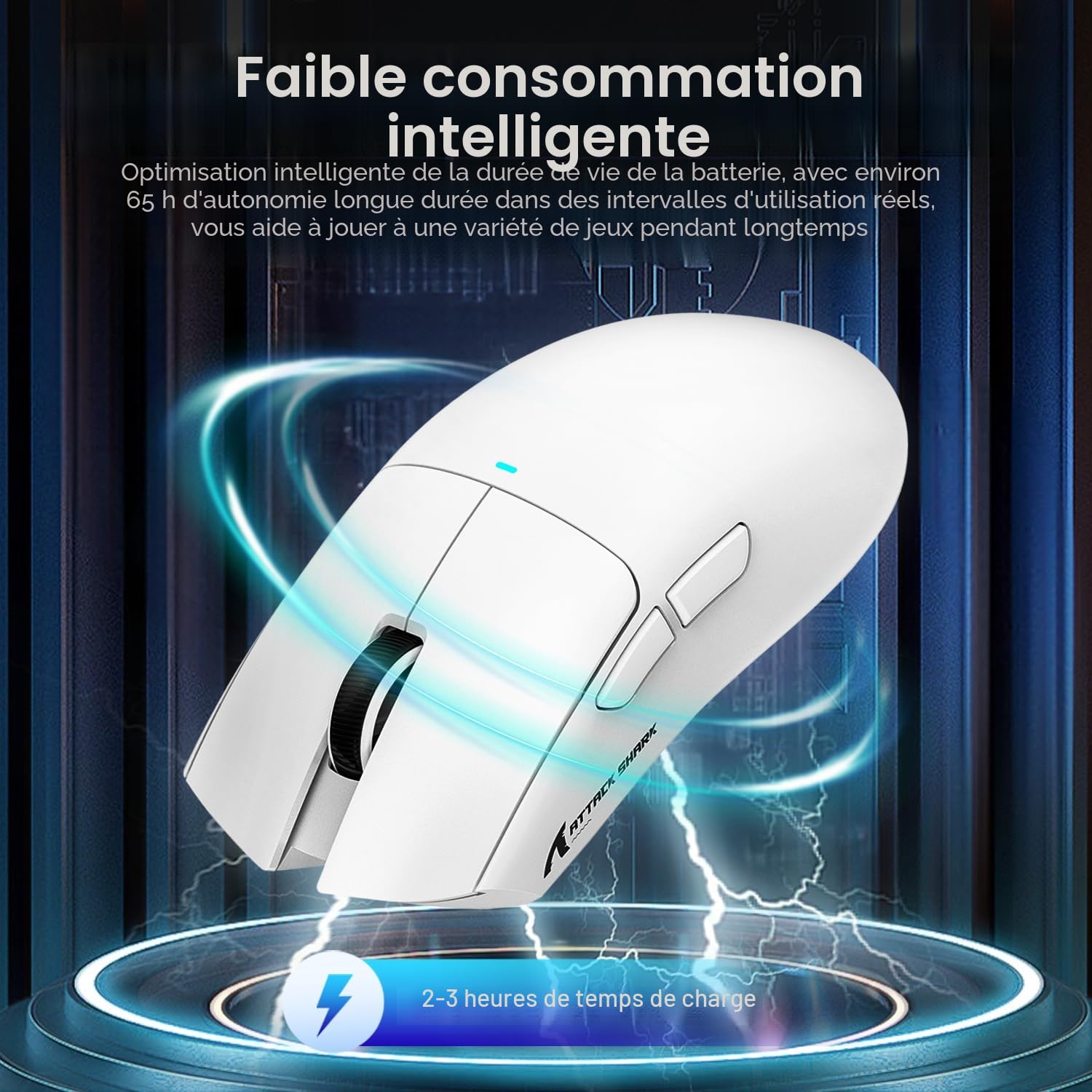 ATTACK SHARK X11 Souris de Jeu avec Station de Chargement magnétique, capteur de Jeu PixArt PAW3311, Souris de Jeu sans Fil/Filaire BT/2,4 G, 22 000 DPI, Souris de Bureau pour Win11/Xbox/PS/Mac Blanc