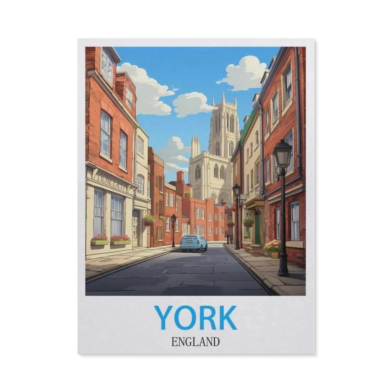 Beayodkp （50 X 60 Cm/19.68 X 23.62 Inches） 5D Diamond Painting Set For Adults And Children，York England Vintage Travel Poster，Diy Diamond Crystal Rhinestone Embroidery Painting-Cg92