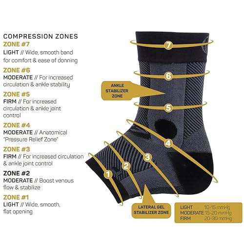 Miniatura 3 de OS1st AF7 Tobillera (manga única) estabiliza tobillos débiles, ayuda con inestabilidad de tobillo y esguinces de inversión, y alivia la tendinitis