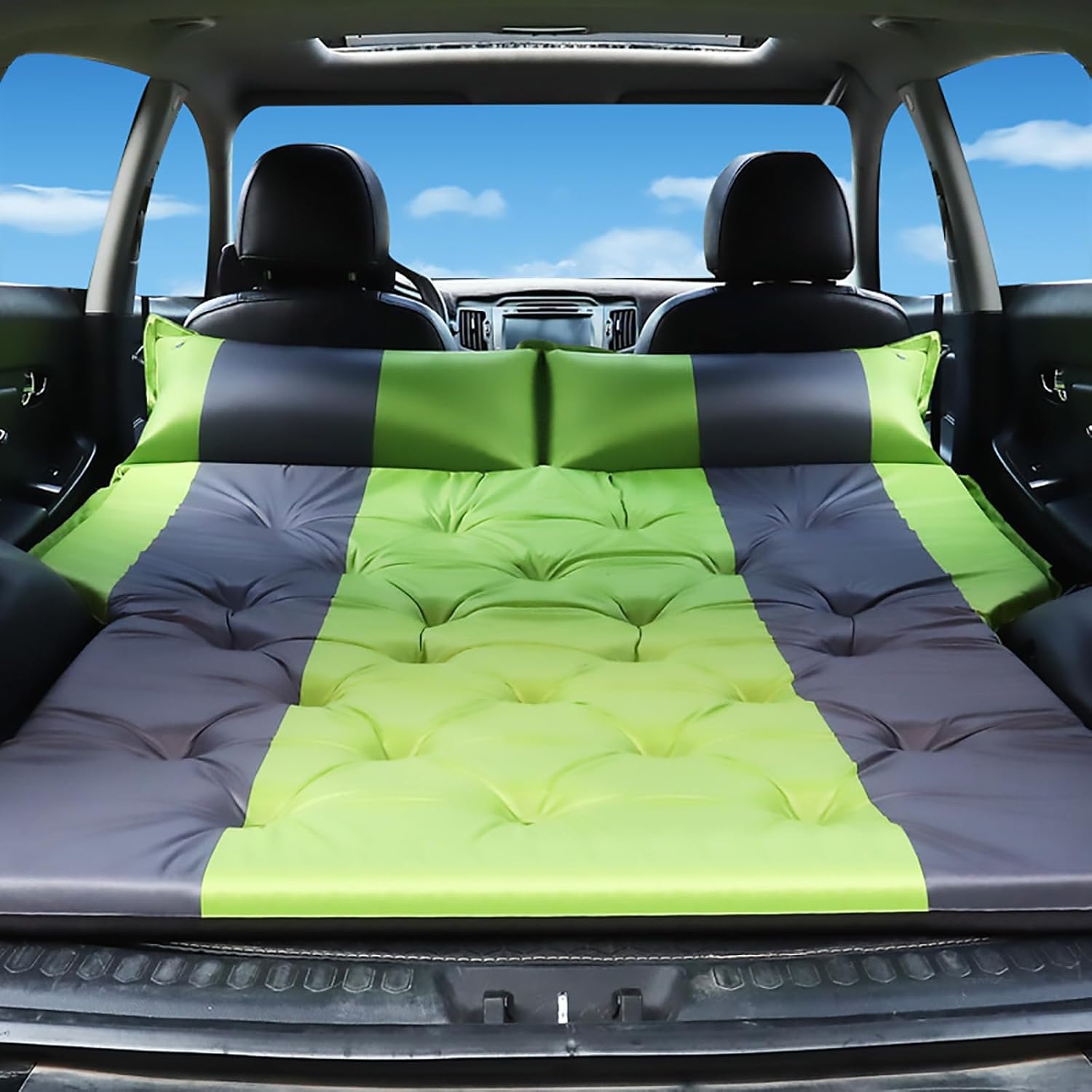 Materassino Gonfiabile per Auto per VW Touareg 2019-2023,Auto Sedile Posteriore Materasso Ad Aria con Pompa ad Aria Auto Accessories,Green